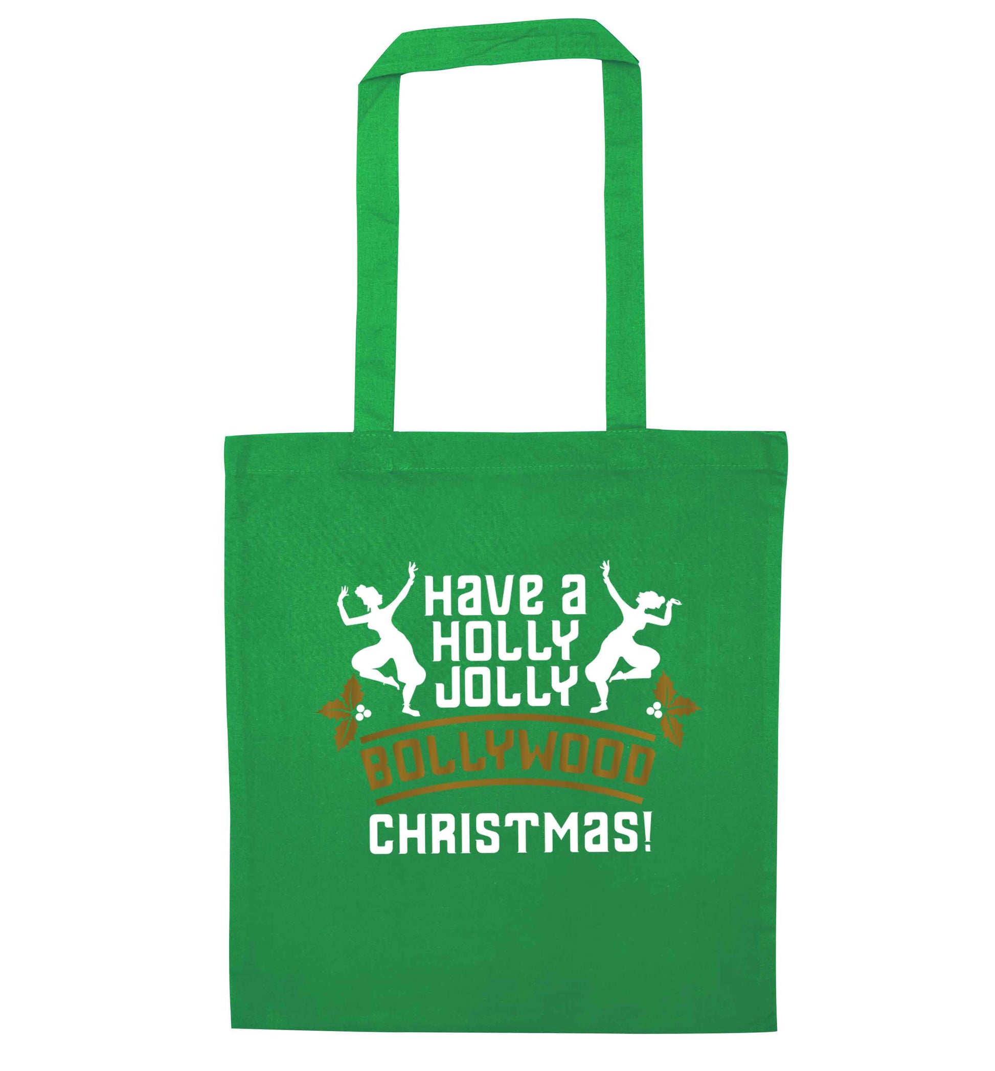 Have a holly, jolly, bollywood Christmas green tote bag