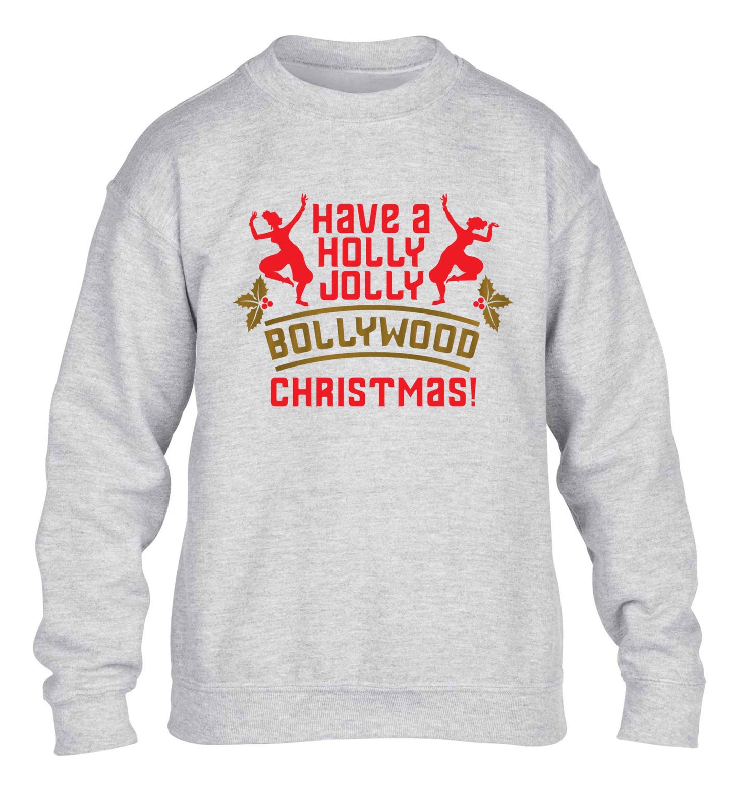 Have a holly, jolly, bollywood Christmas children's grey sweater 12-13 Years