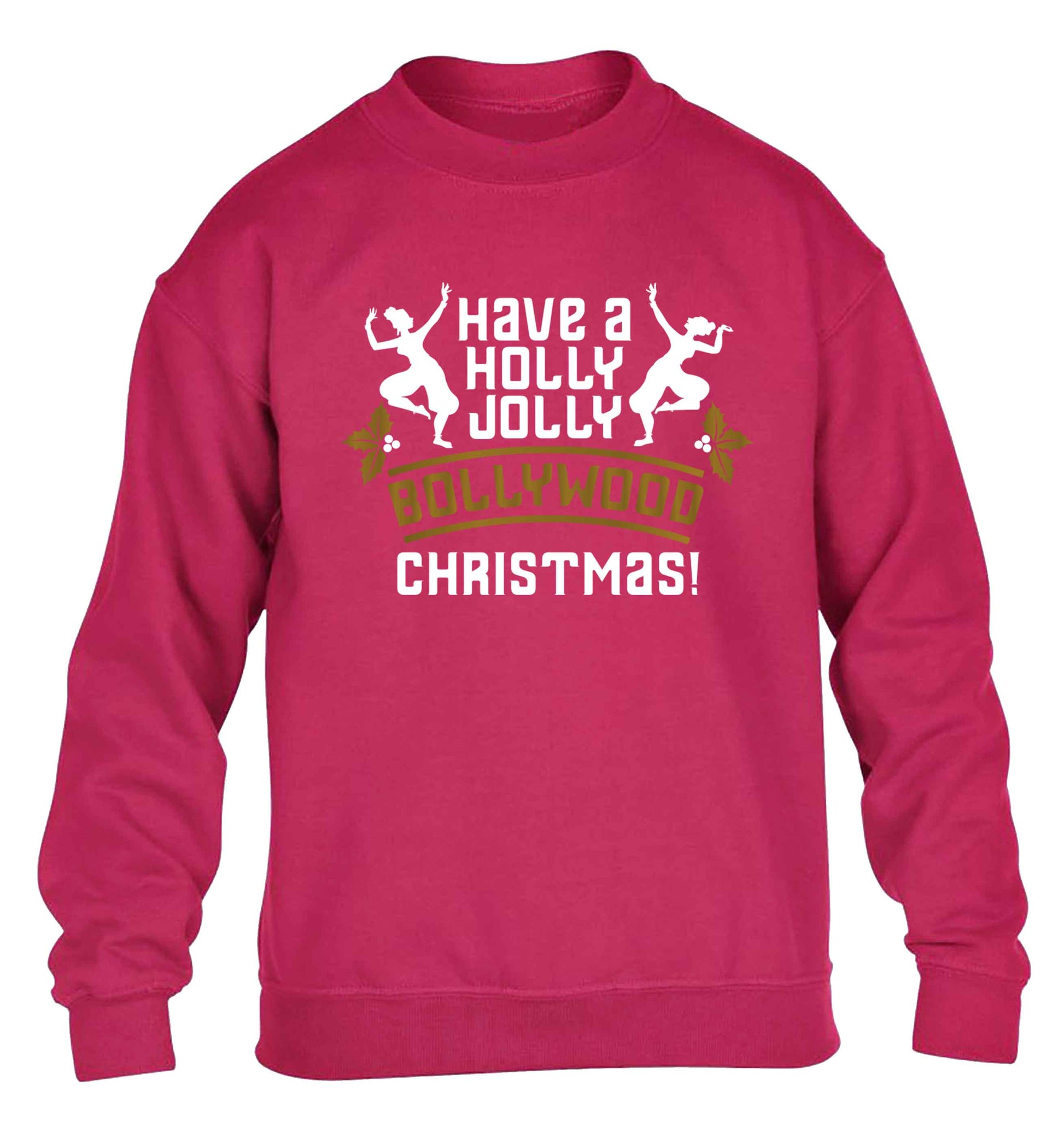 Have a holly, jolly, bollywood Christmas children's pink sweater 12-13 Years