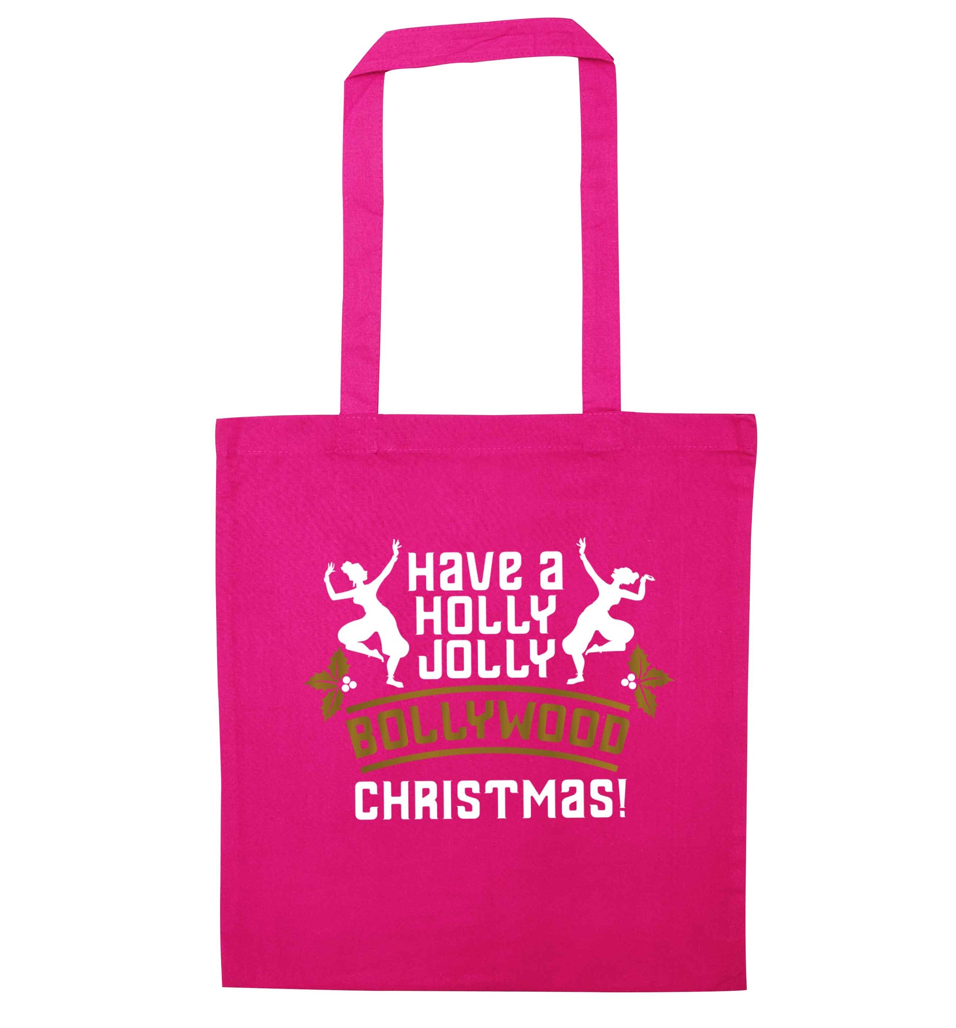 Have a holly, jolly, bollywood Christmas pink tote bag