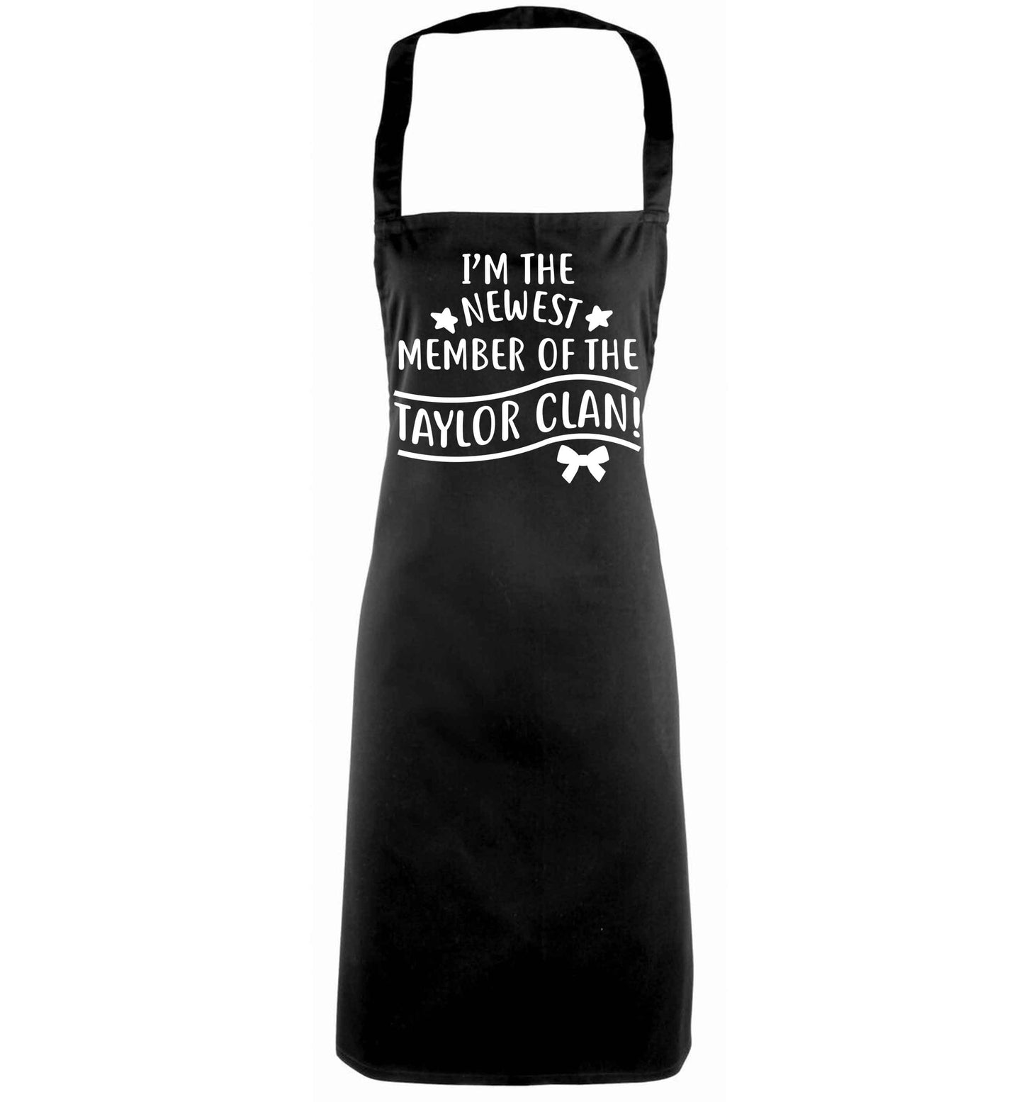 Personalised, newest member of the Taylor clan black apron