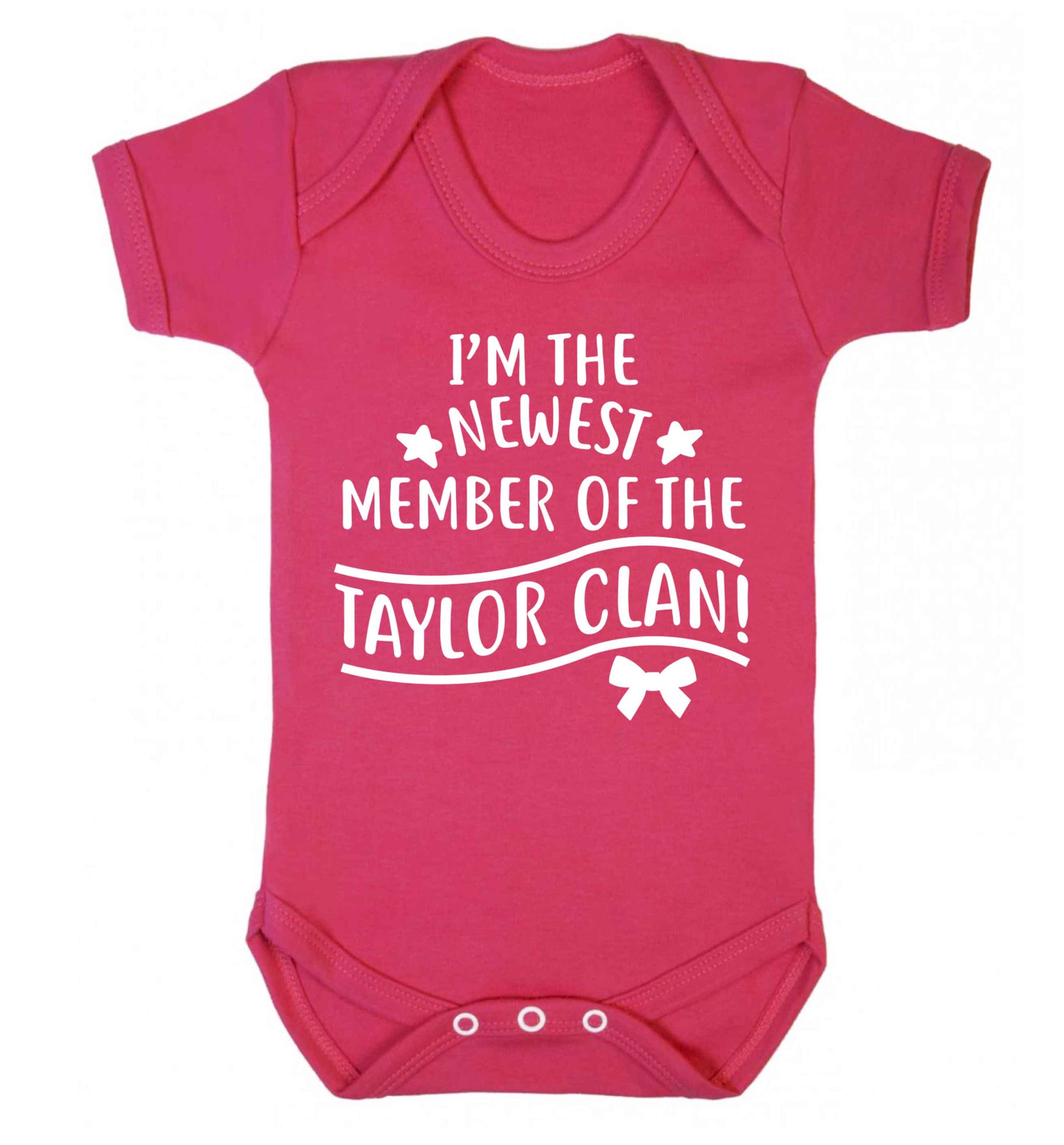 Personalised, newest member of the Taylor clan Baby Vest dark pink 18-24 months