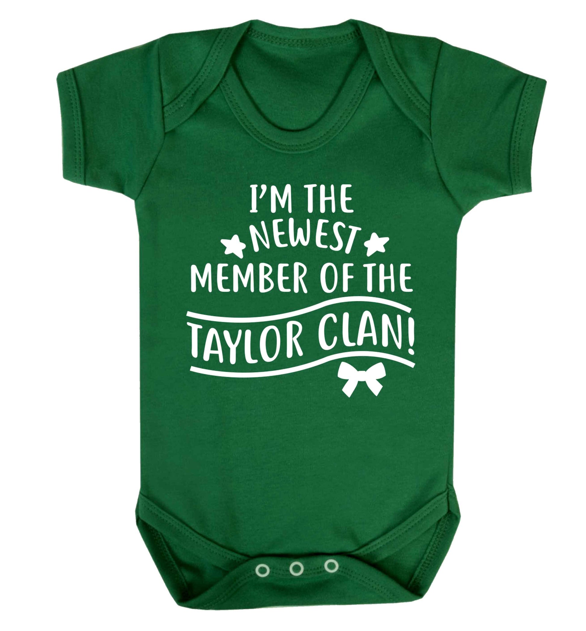 Personalised, newest member of the Taylor clan Baby Vest green 18-24 months