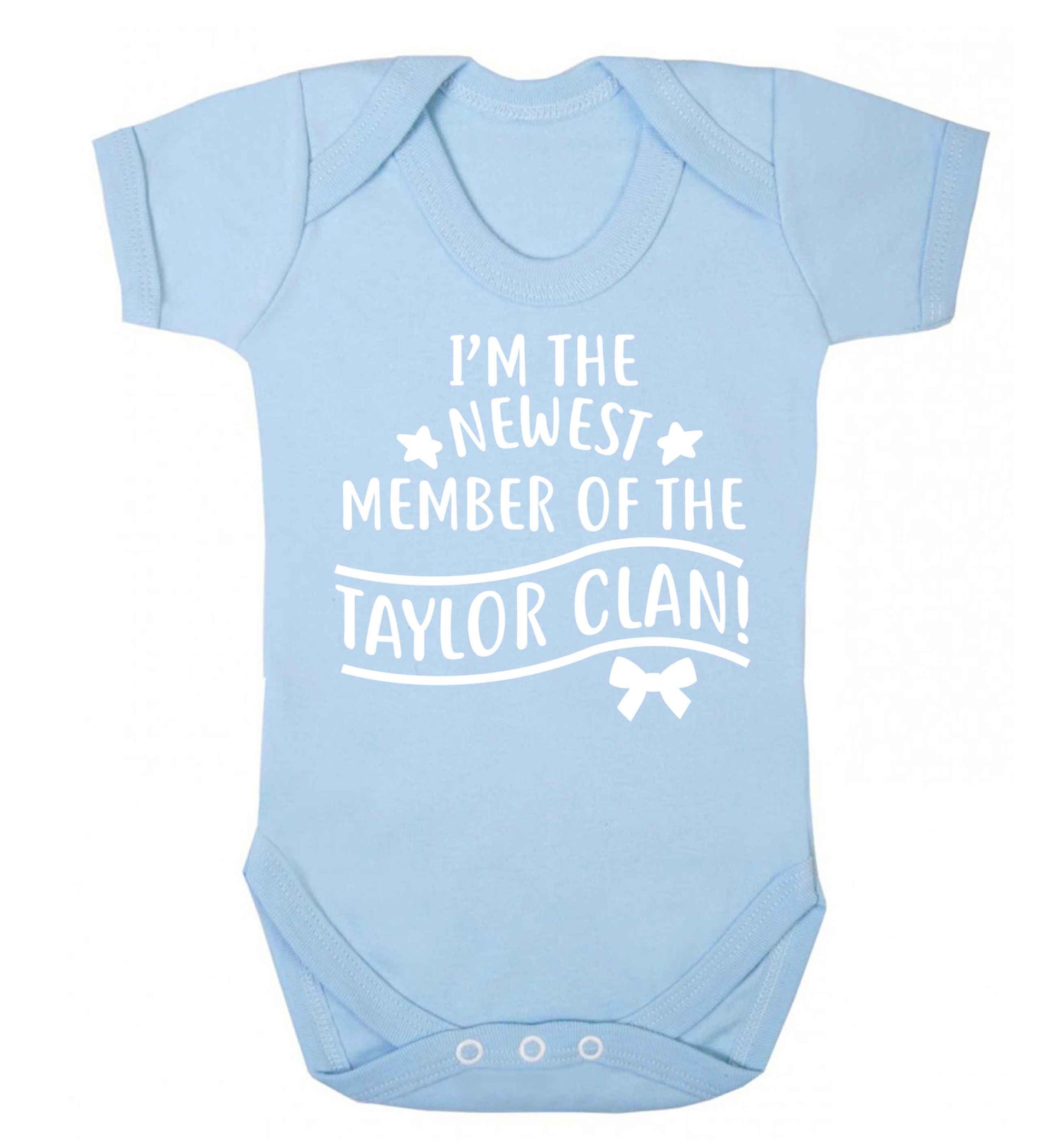 Personalised, newest member of the Taylor clan Baby Vest pale blue 18-24 months