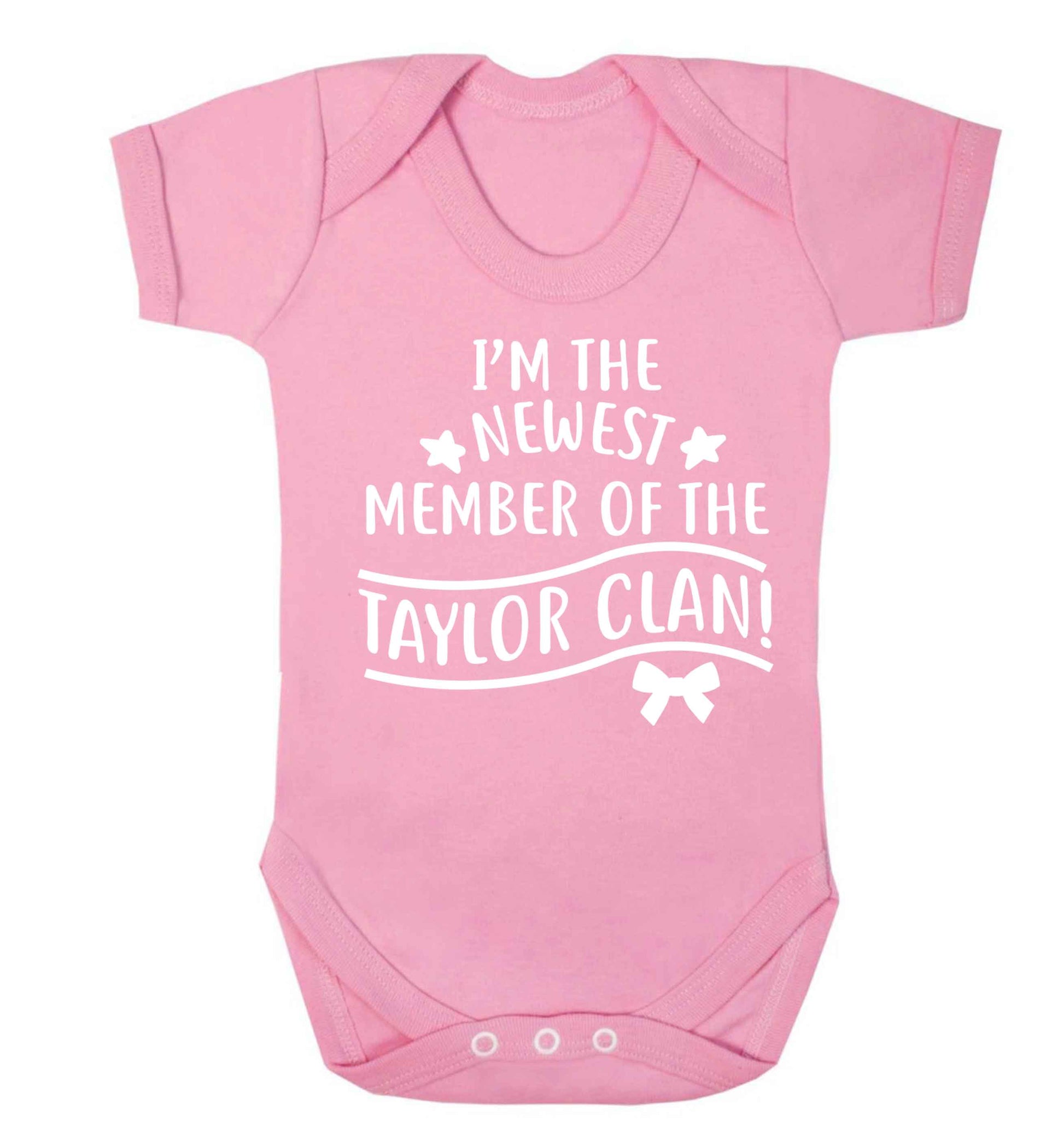 Personalised, newest member of the Taylor clan Baby Vest pale pink 18-24 months