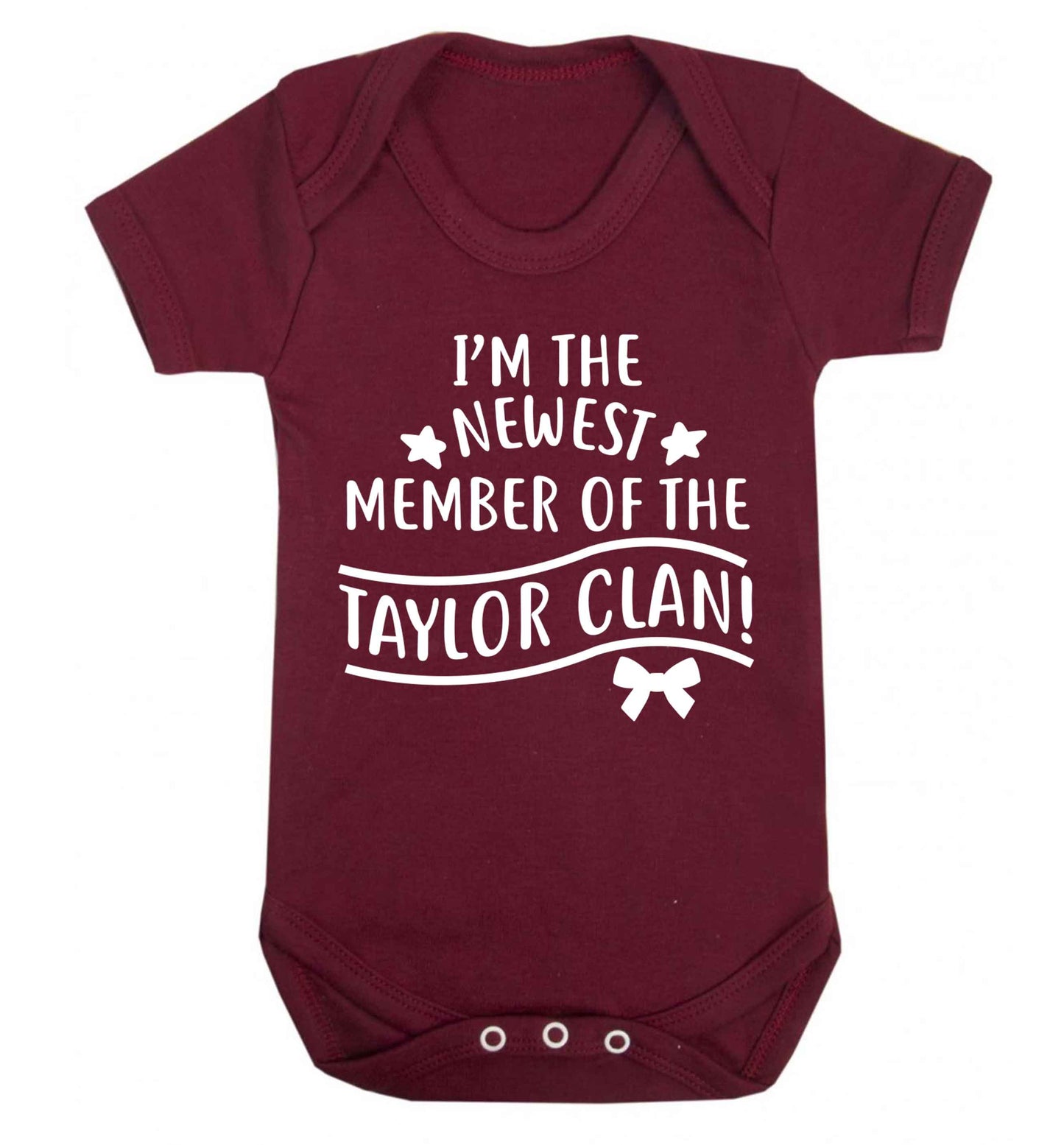 Personalised, newest member of the Taylor clan Baby Vest maroon 18-24 months