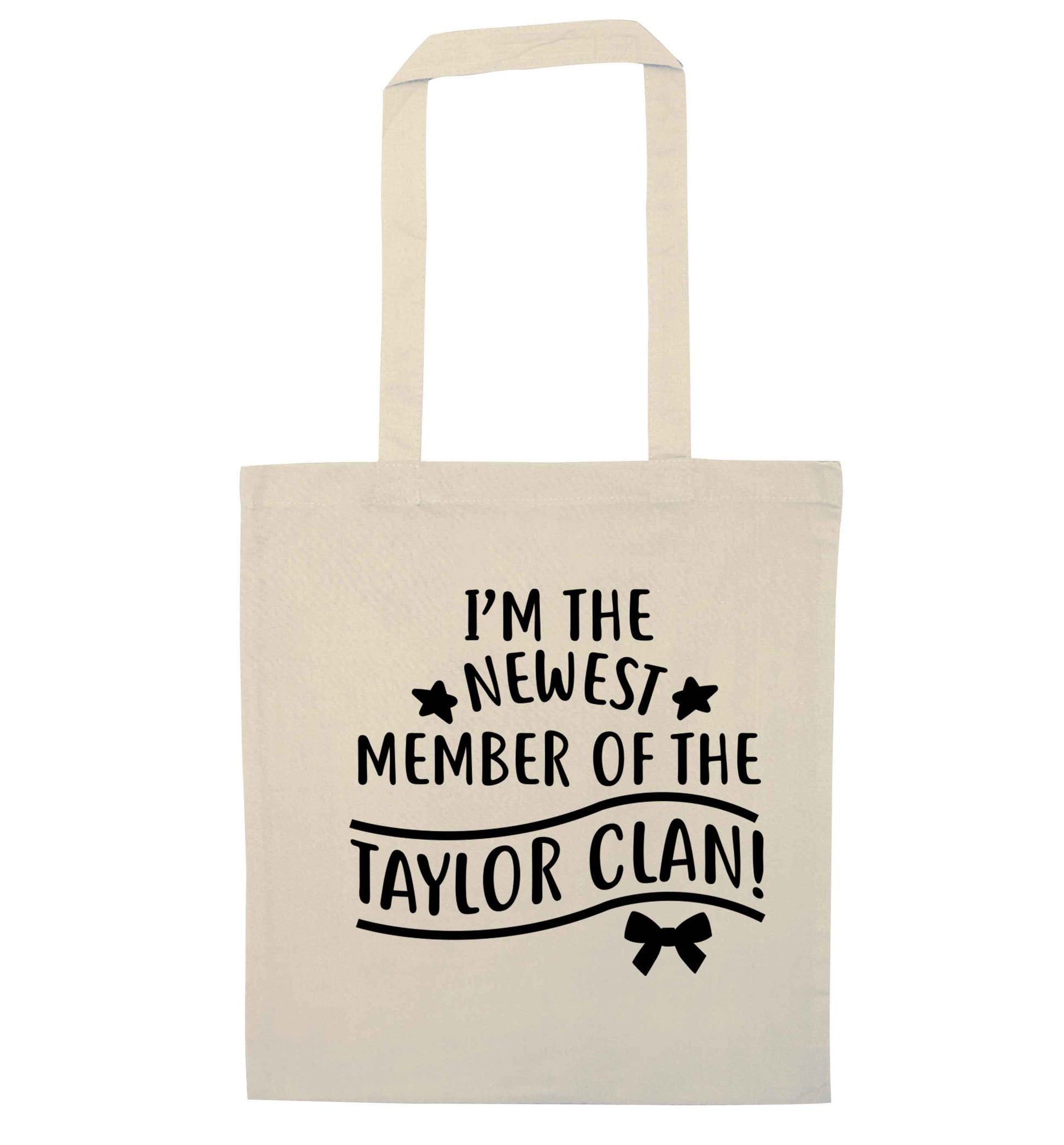 Personalised, newest member of the Taylor clan natural tote bag