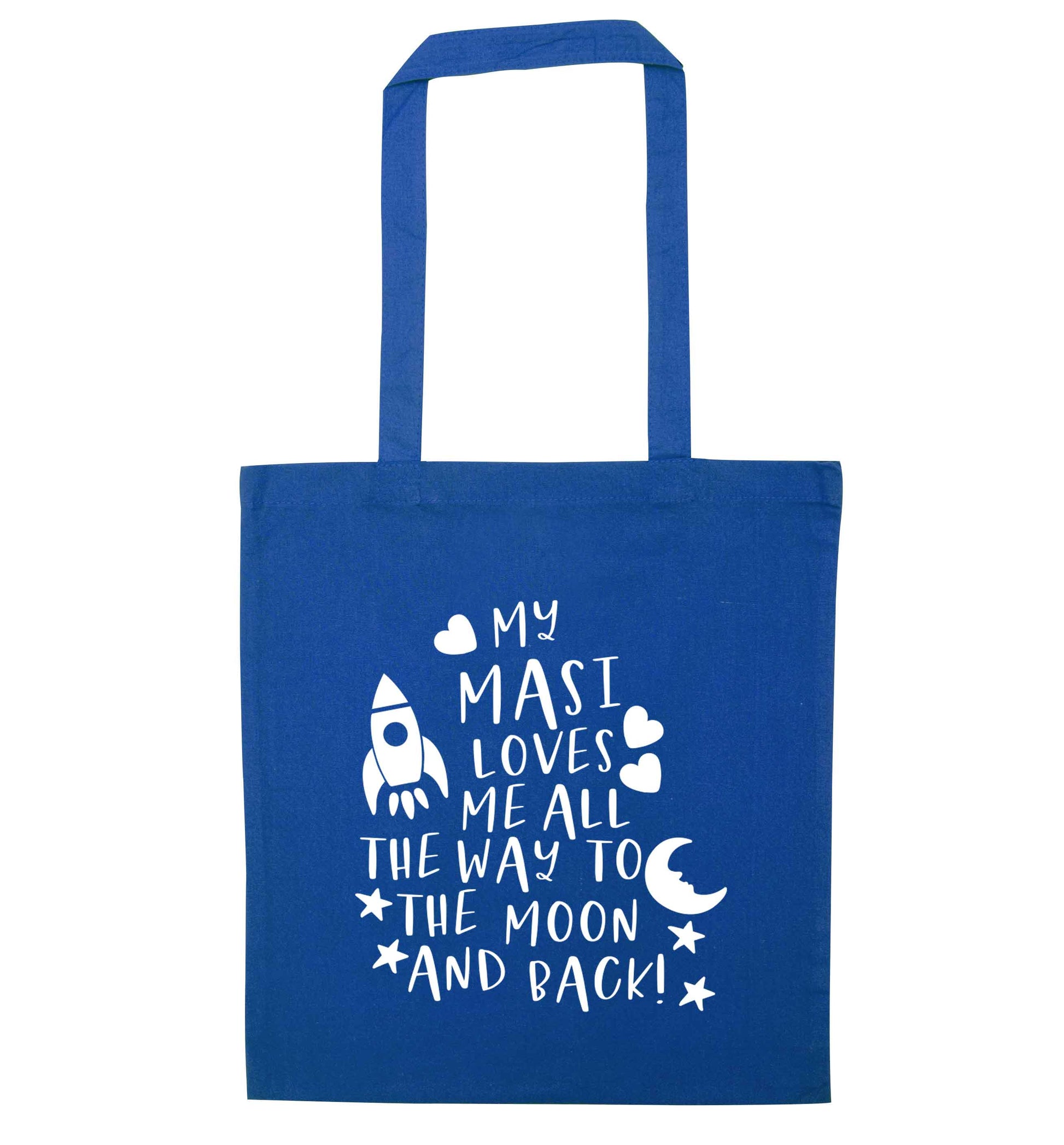 My masi loves me all the way to the moon and back blue tote bag