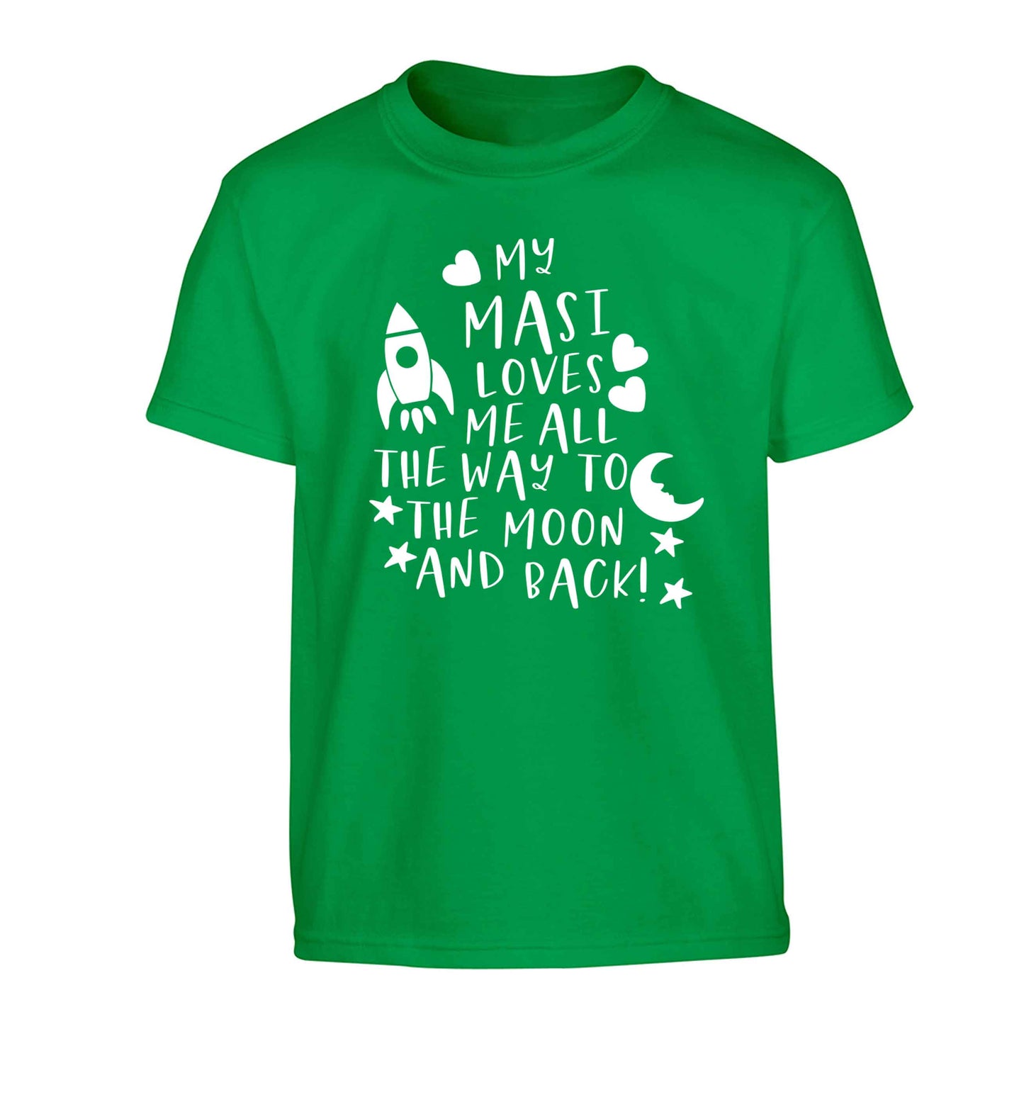 My masi loves me all the way to the moon and back Children's green Tshirt 12-13 Years