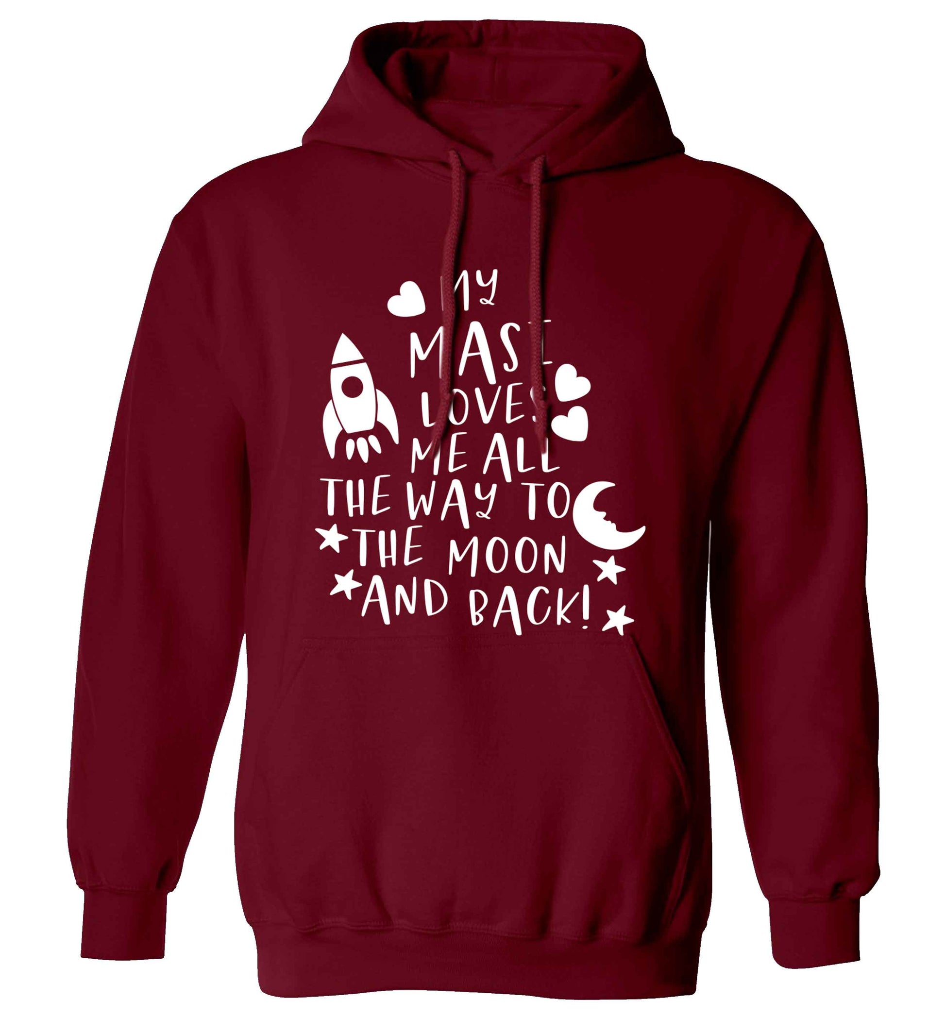 My masi loves me all the way to the moon and back adults unisex maroon hoodie 2XL