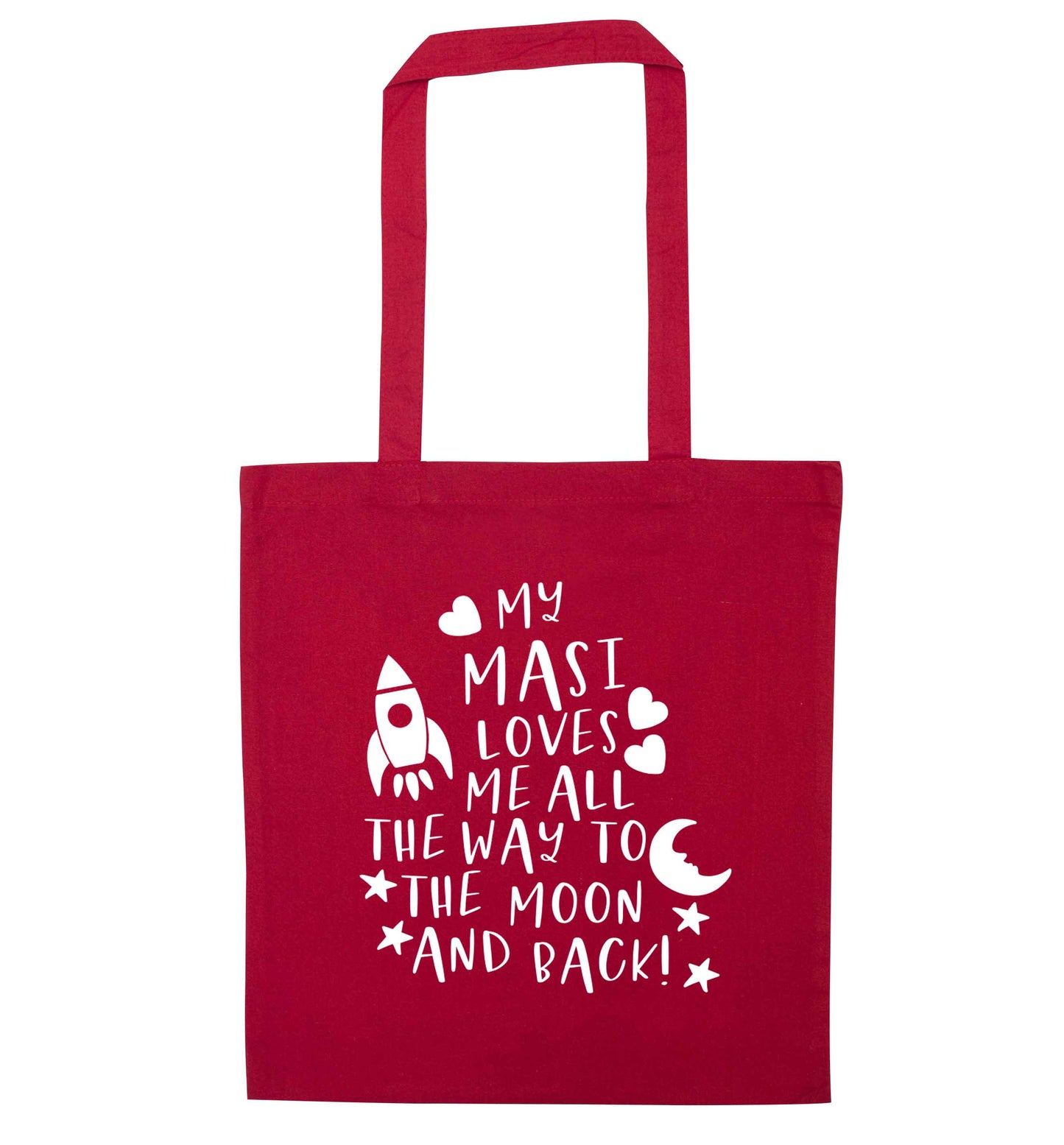 My masi loves me all the way to the moon and back red tote bag