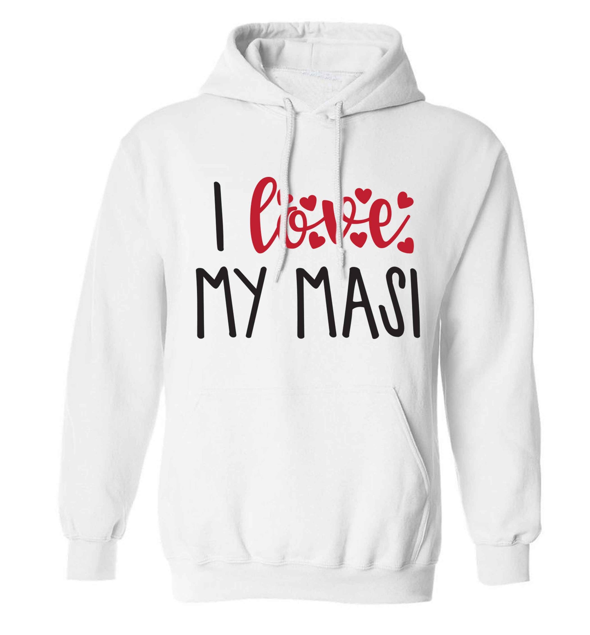 I love my masi adults unisex white hoodie 2XL