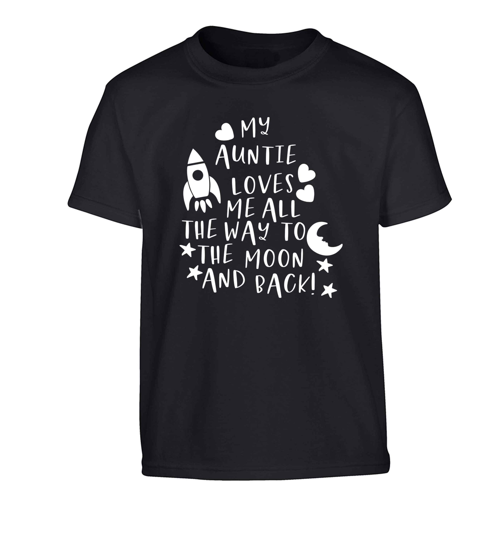 My auntie loves me all the way to the moon and back Children's black Tshirt 12-13 Years