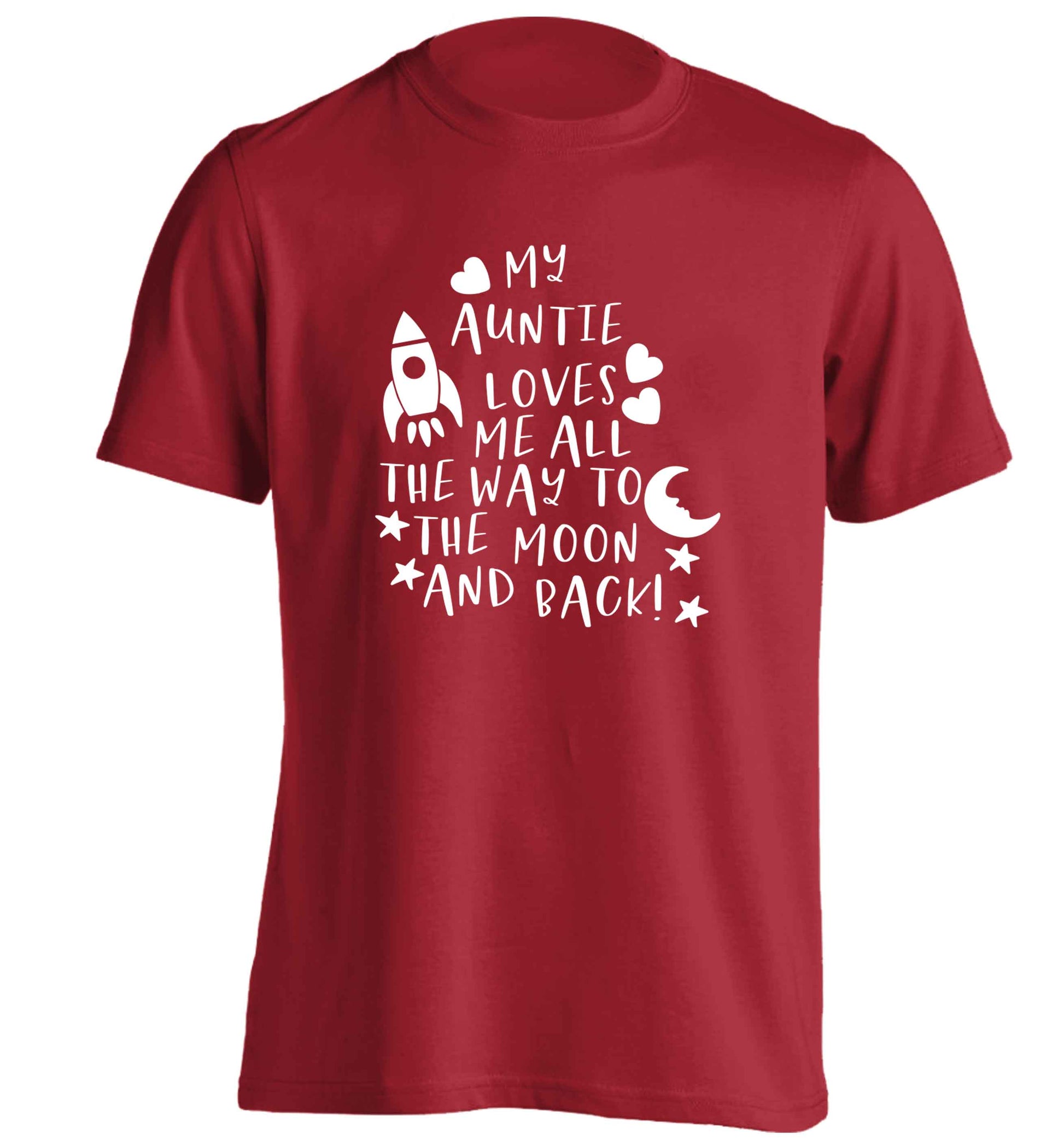 My auntie loves me all the way to the moon and back adults unisex red Tshirt 2XL