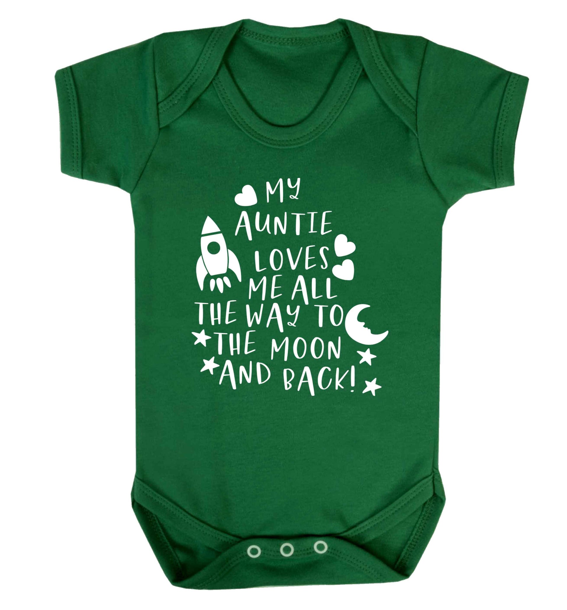 My auntie loves me all the way to the moon and back Baby Vest green 18-24 months