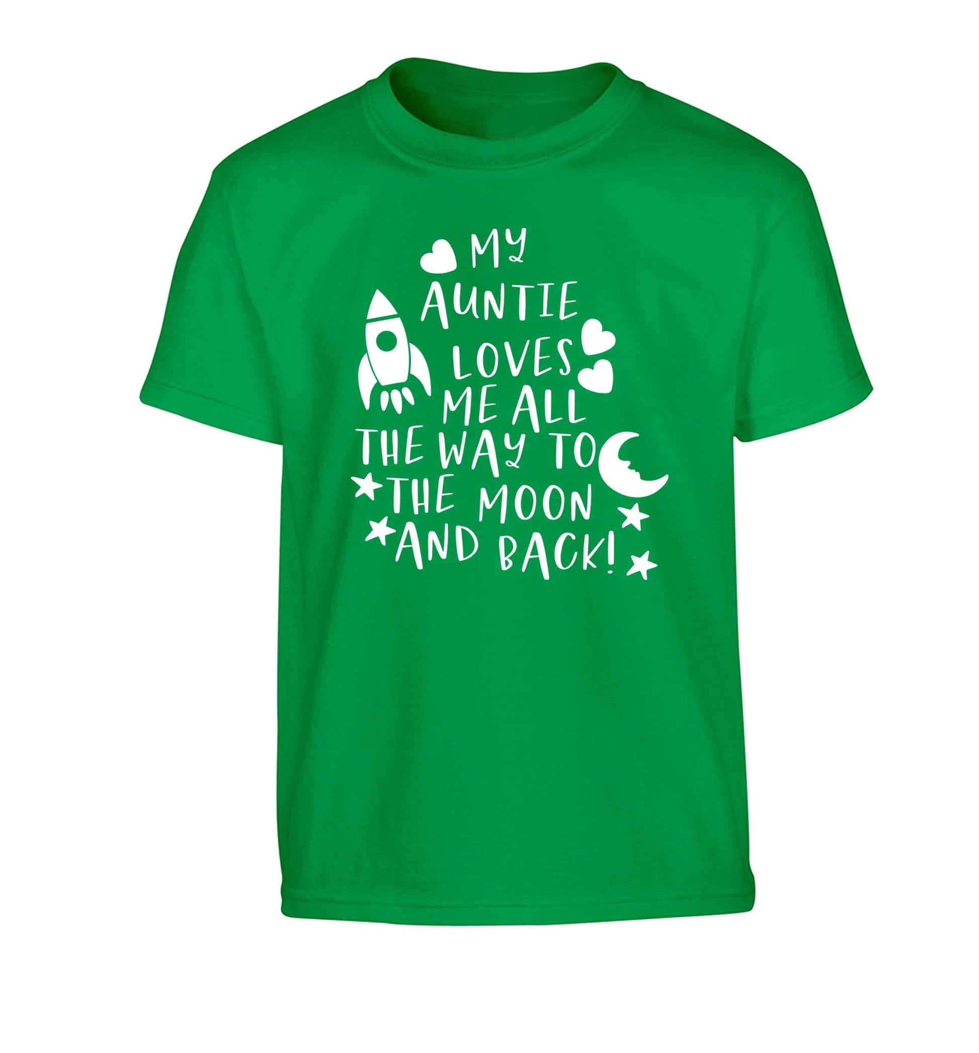 My auntie loves me all the way to the moon and back Children's green Tshirt 12-13 Years