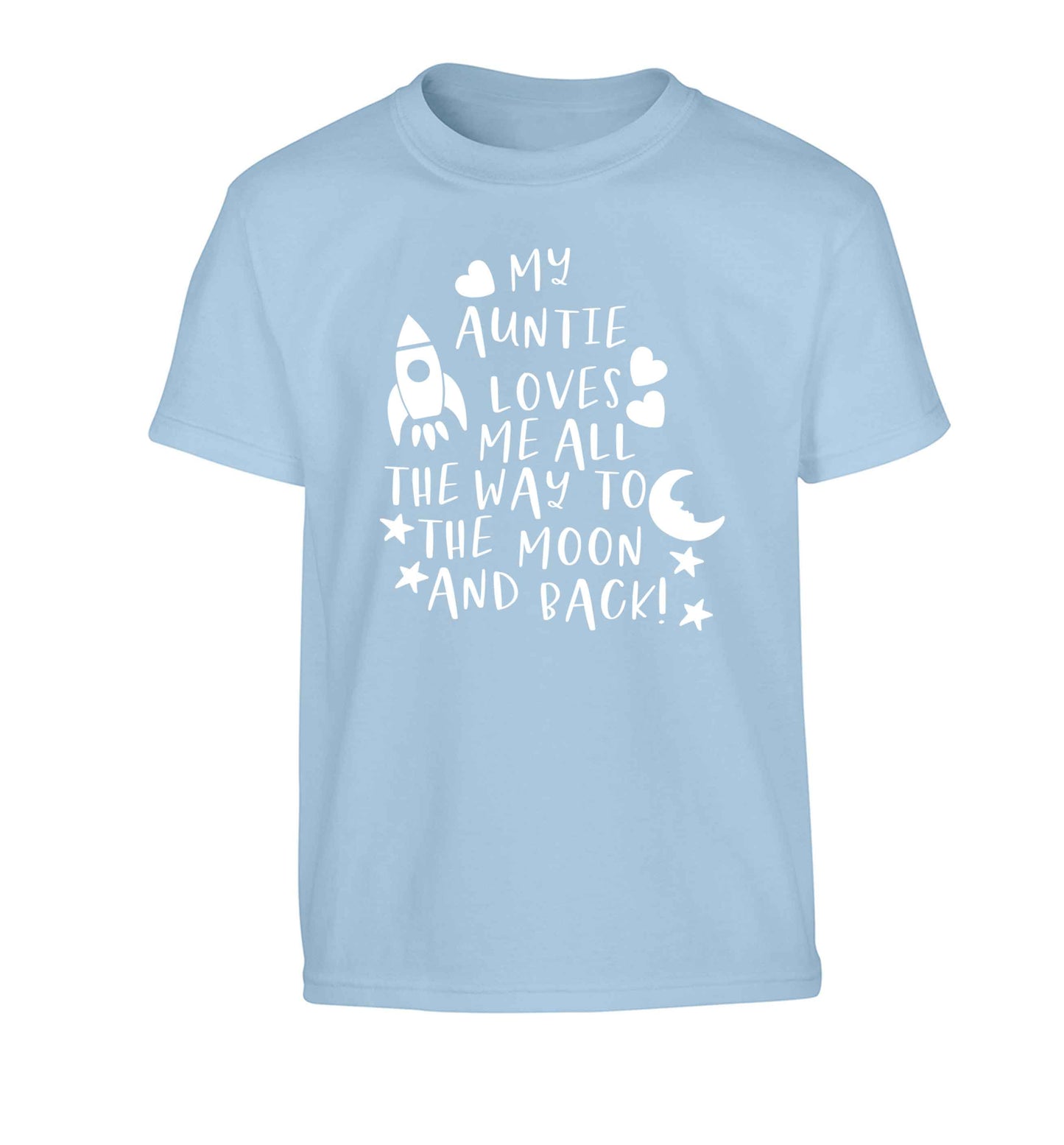 My auntie loves me all the way to the moon and back Children's light blue Tshirt 12-13 Years