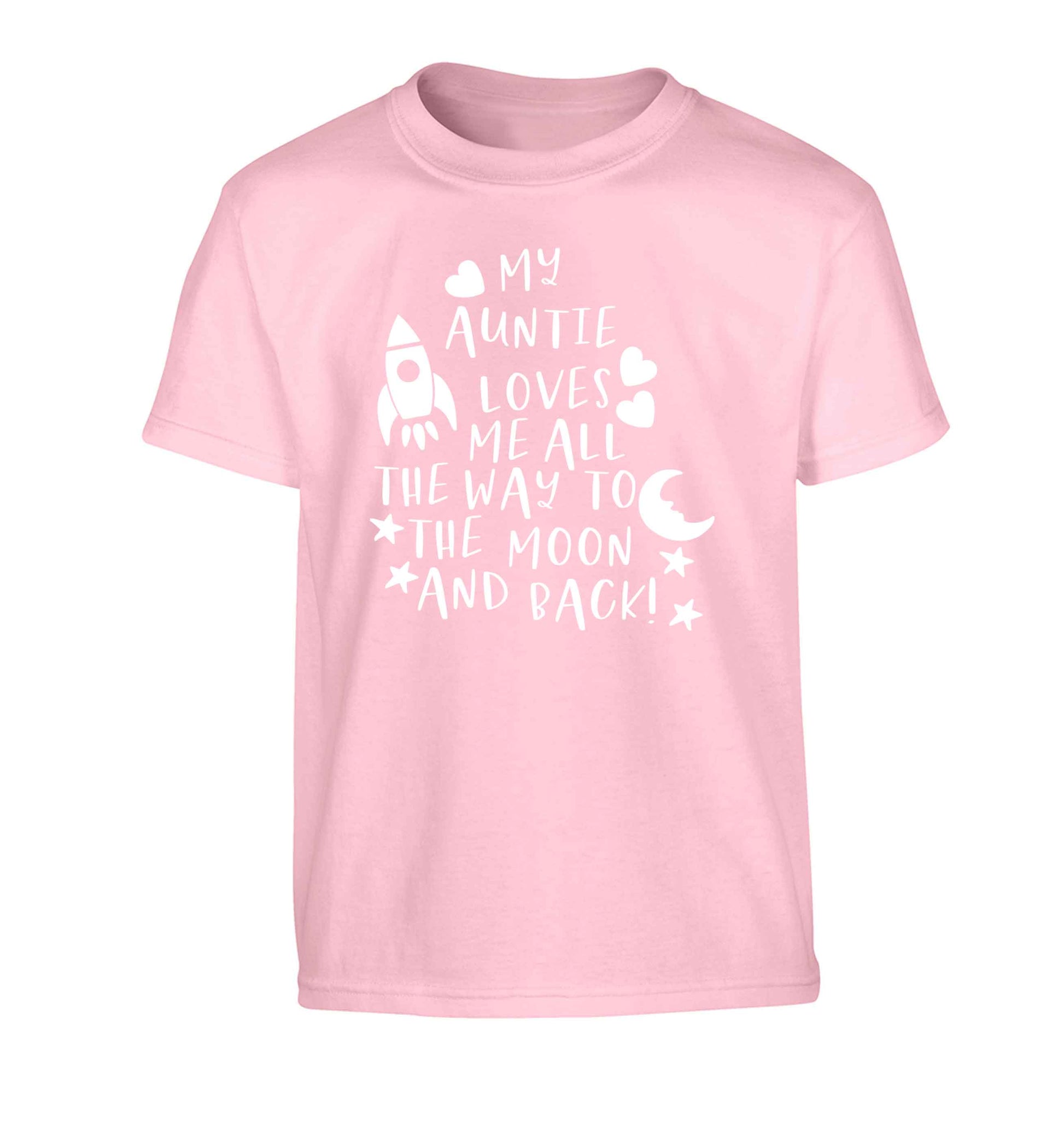 My auntie loves me all the way to the moon and back Children's light pink Tshirt 12-13 Years