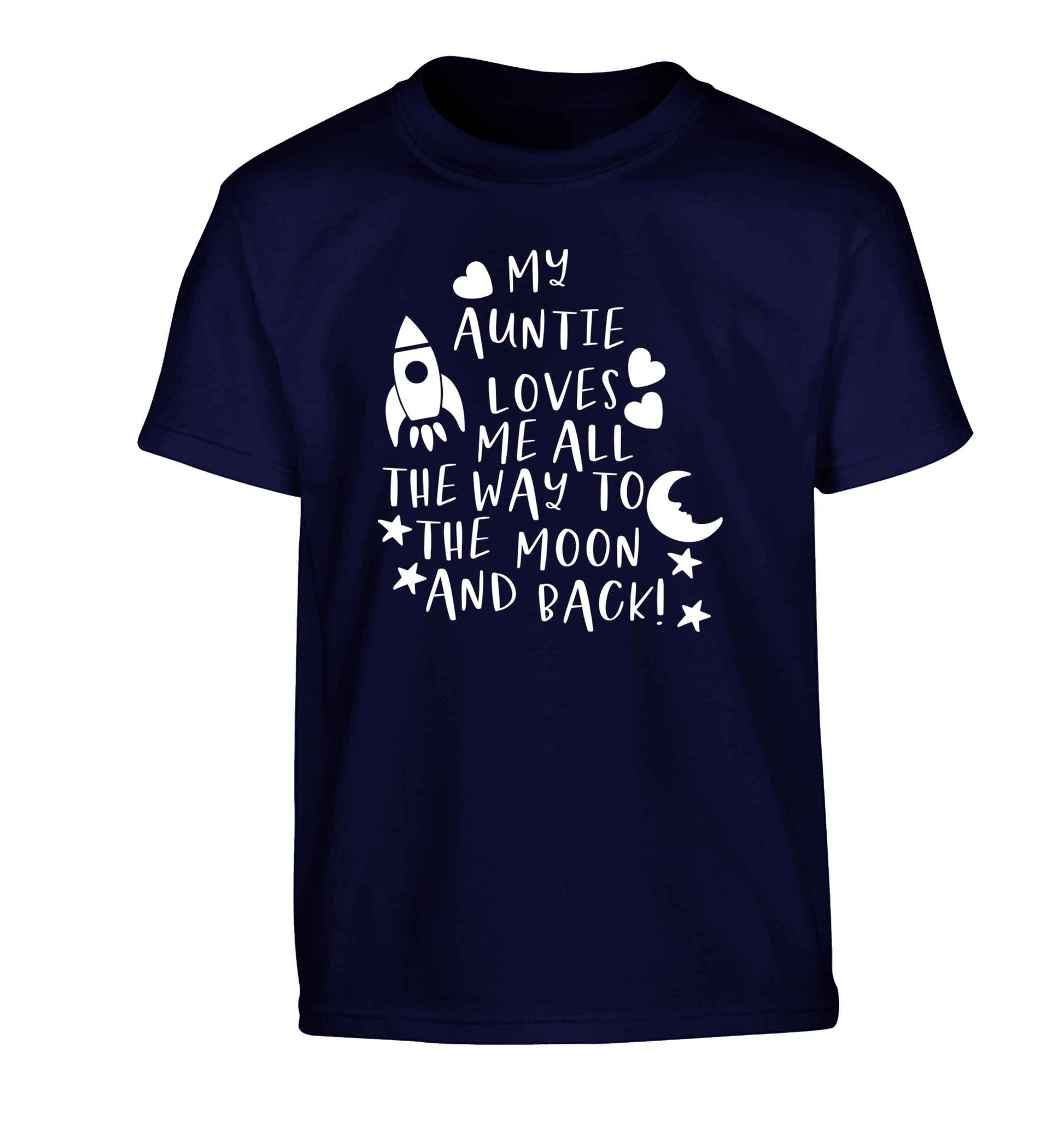My auntie loves me all the way to the moon and back Children's navy Tshirt 12-13 Years