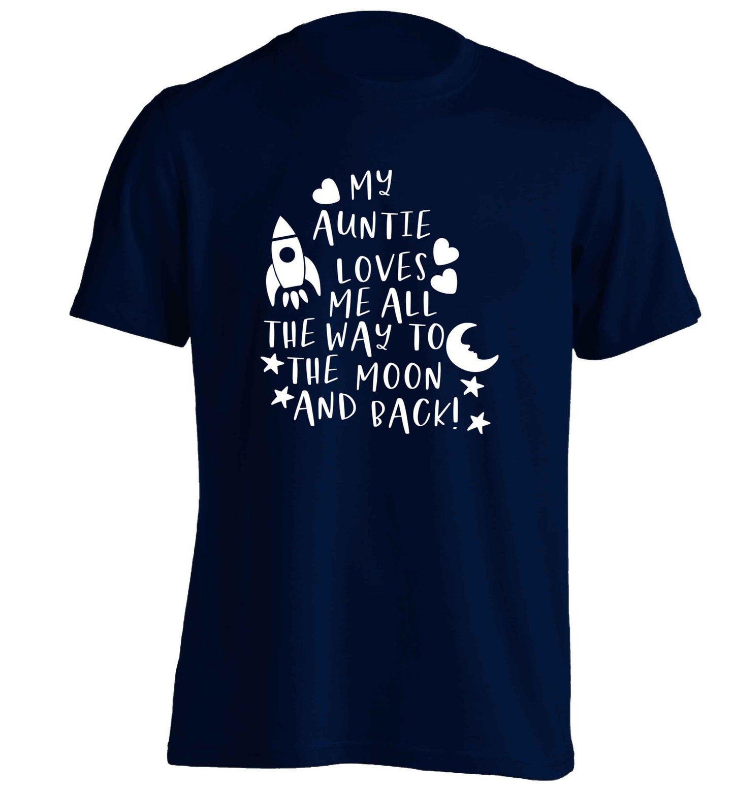 My auntie loves me all the way to the moon and back adults unisex navy Tshirt 2XL