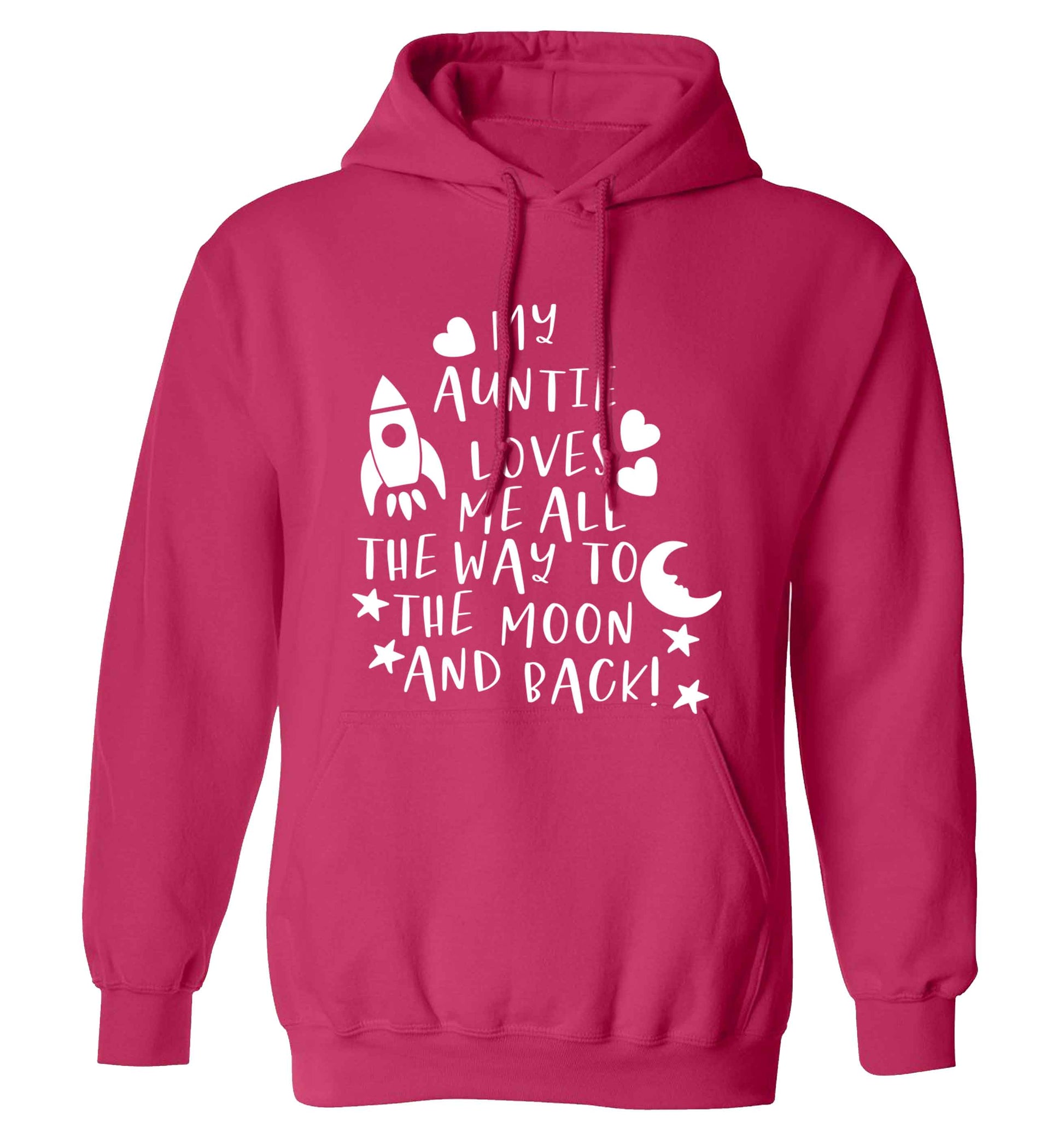 My auntie loves me all the way to the moon and back adults unisex pink hoodie 2XL