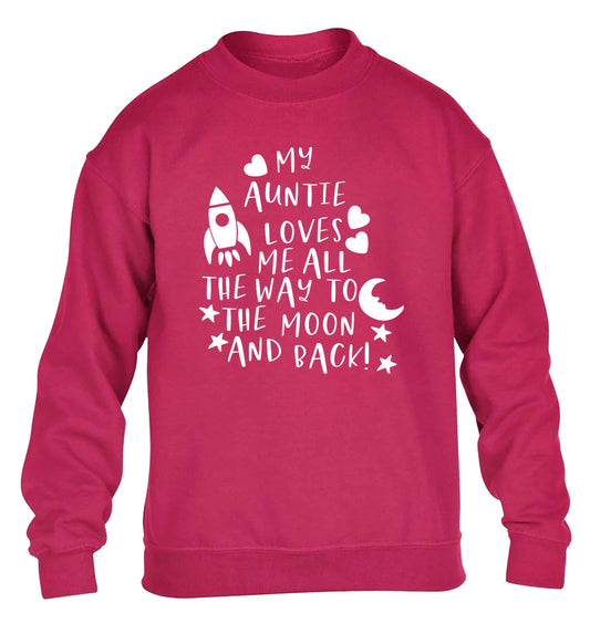 My auntie loves me all the way to the moon and back children's pink sweater 12-13 Years