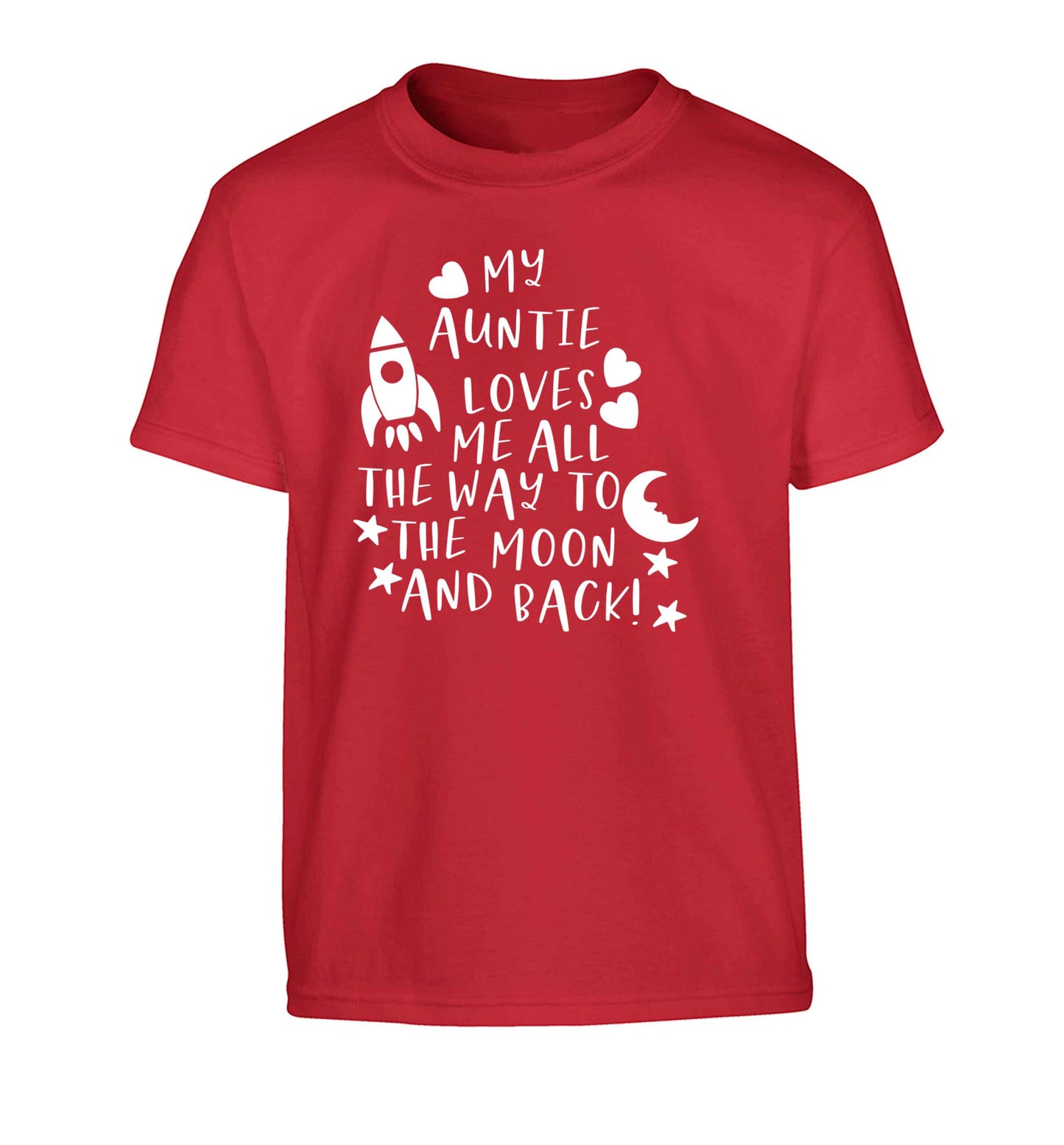 My auntie loves me all the way to the moon and back Children's red Tshirt 12-13 Years