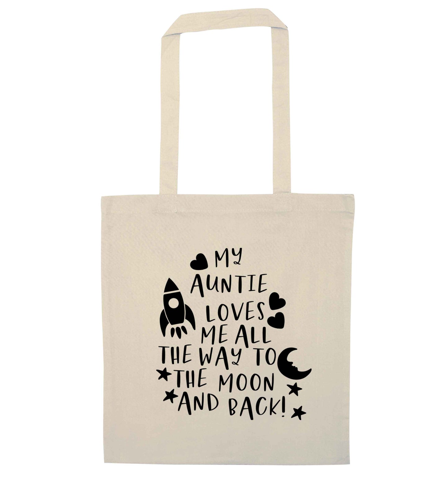 My auntie loves me all the way to the moon and back natural tote bag