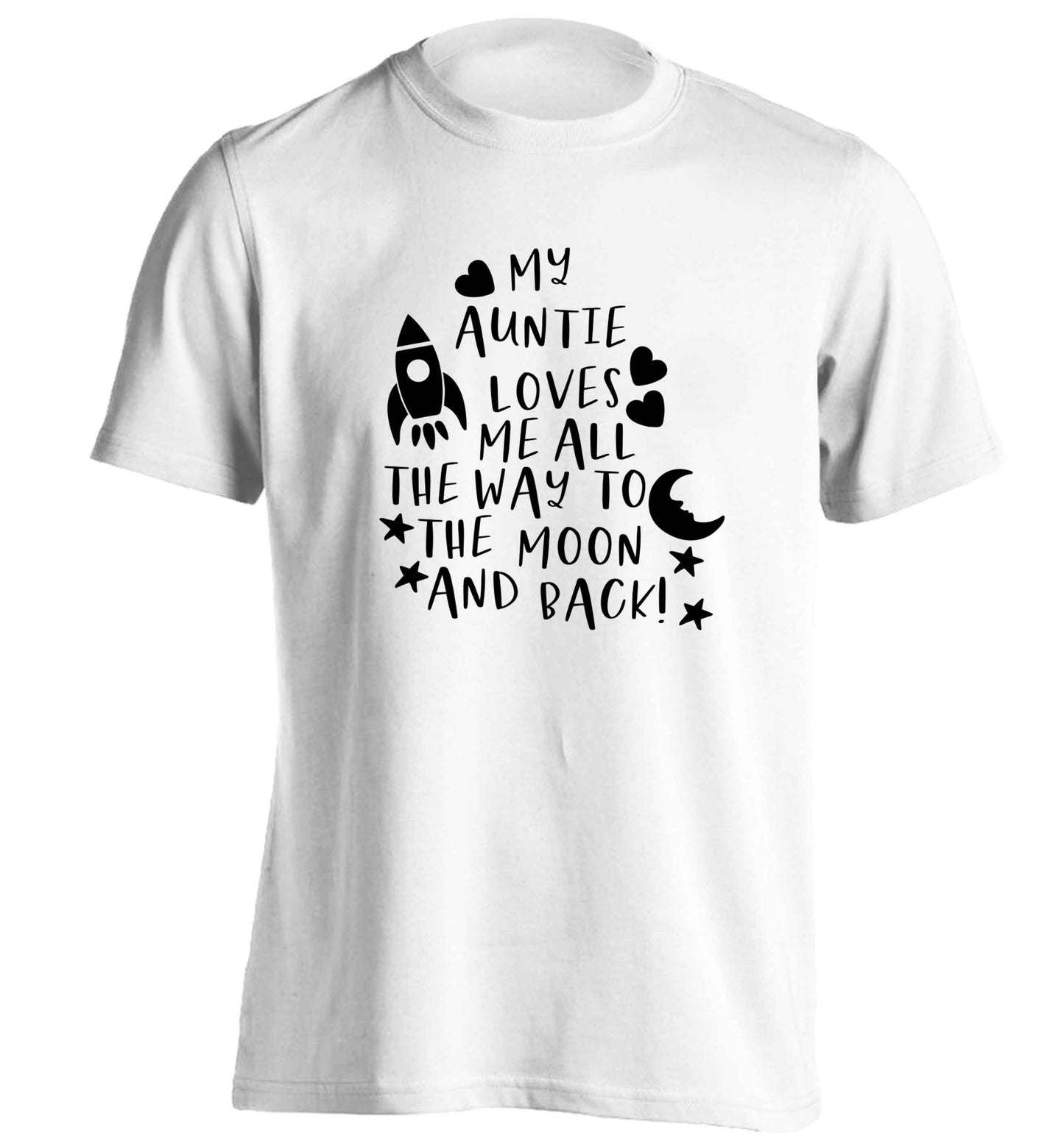 My auntie loves me all the way to the moon and back adults unisex white Tshirt 2XL