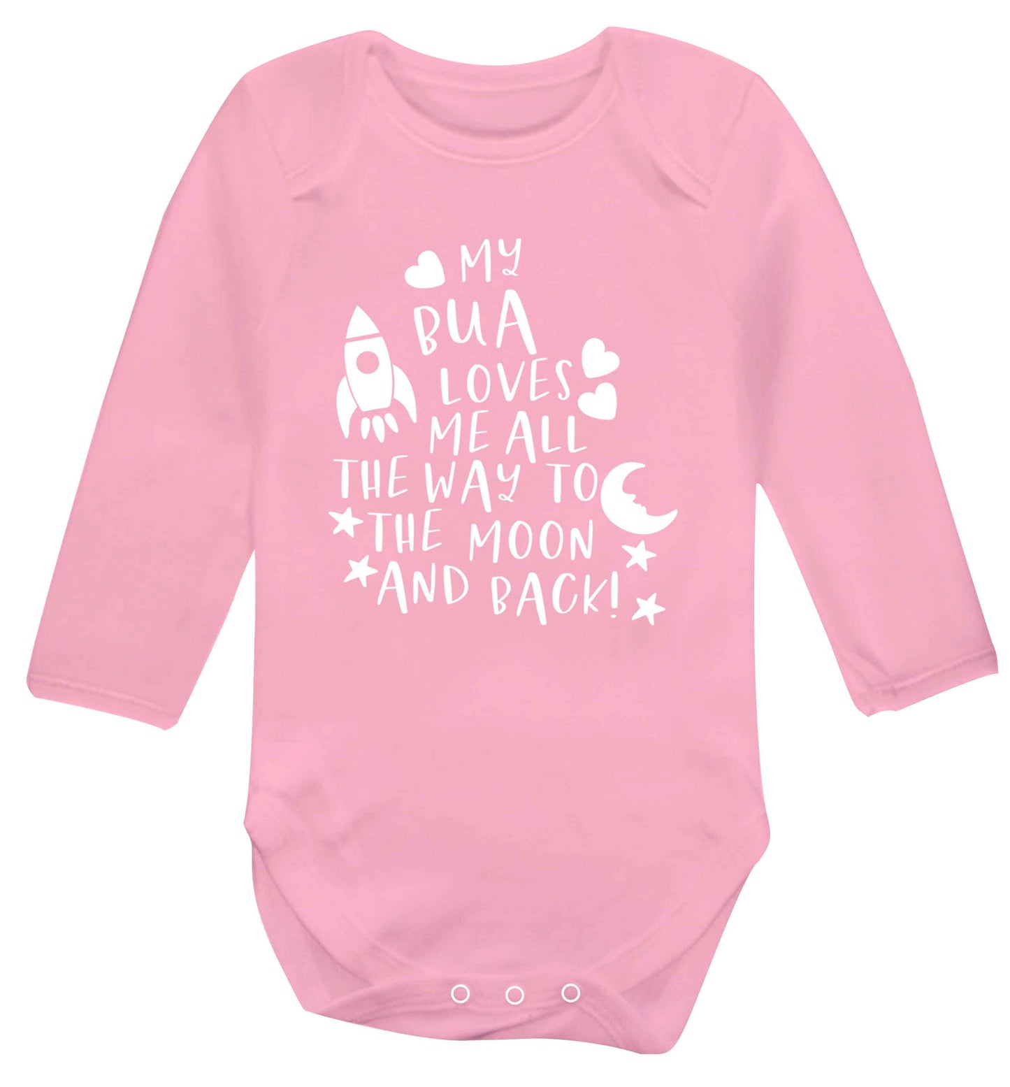 My bua loves me all they way to the moon and back Baby Vest long sleeved pale pink 6-12 months