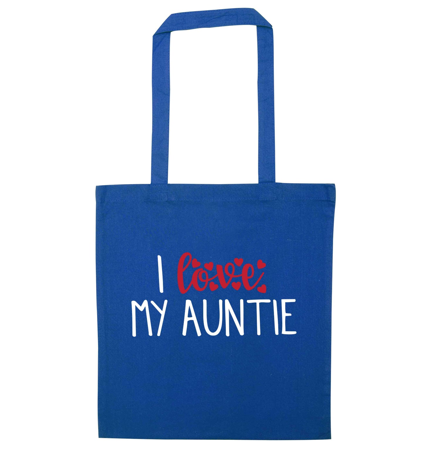 I love my auntie blue tote bag