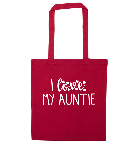 I love my auntie red tote bag