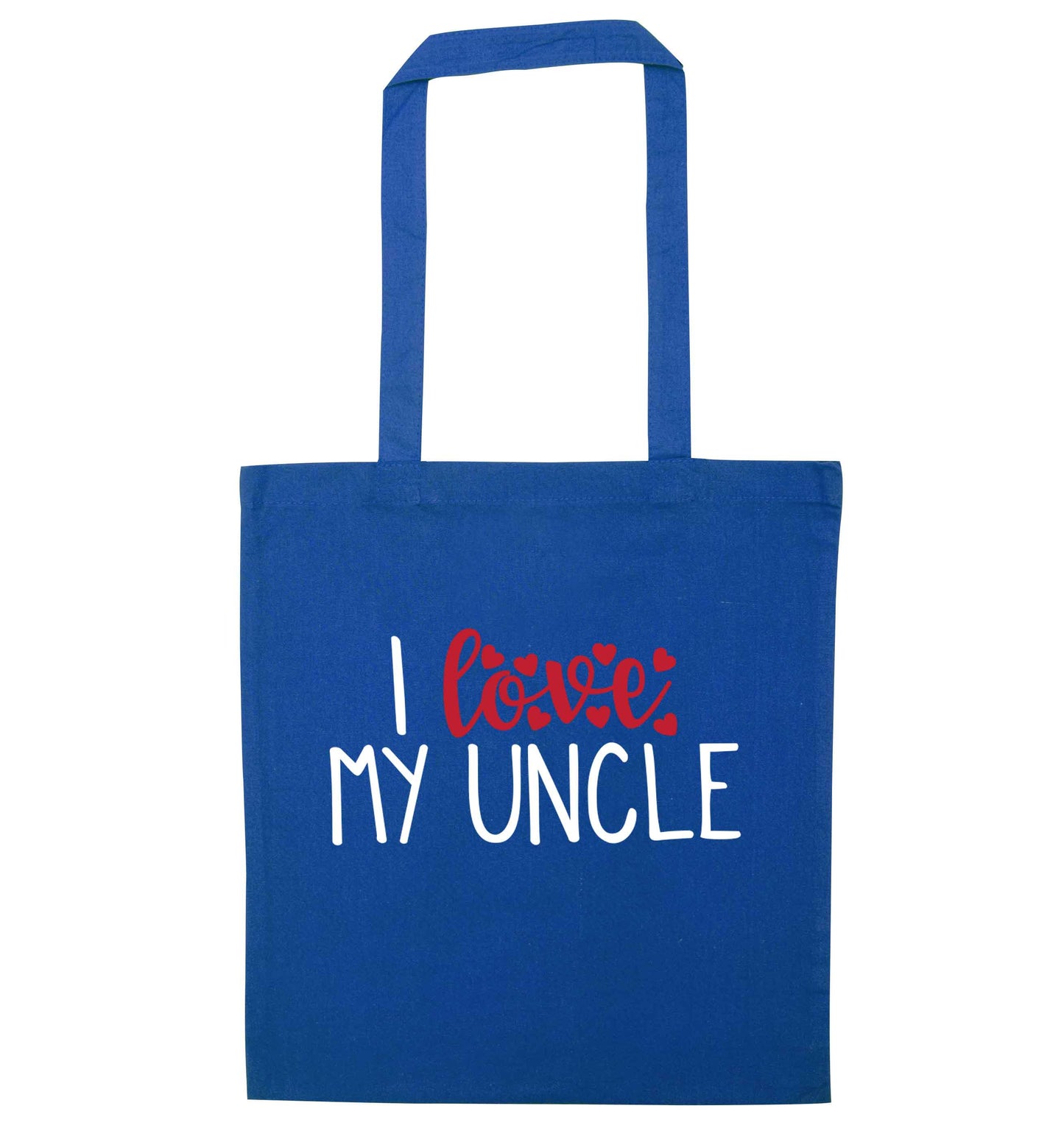 I love my uncle blue tote bag