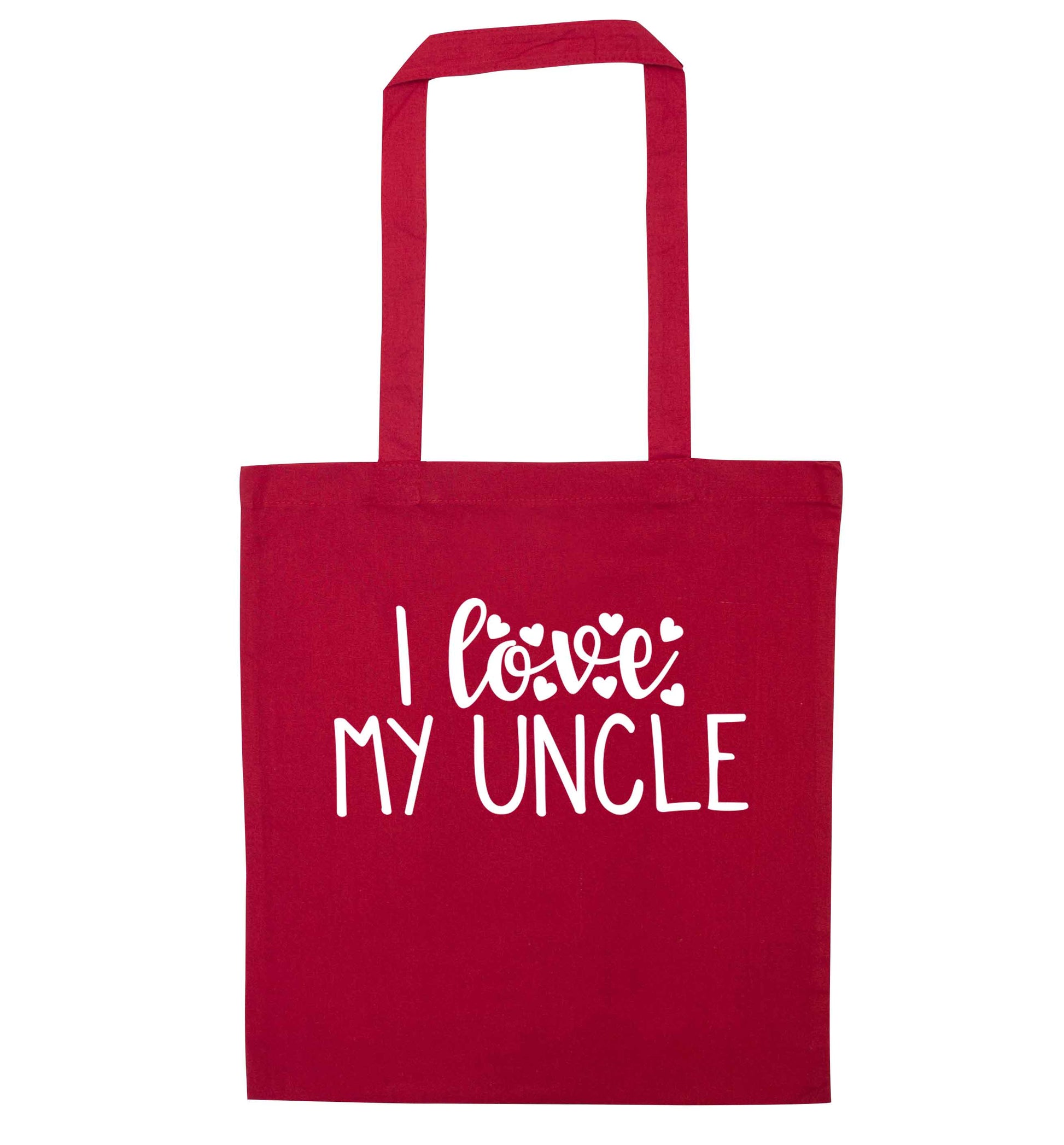 I love my uncle red tote bag