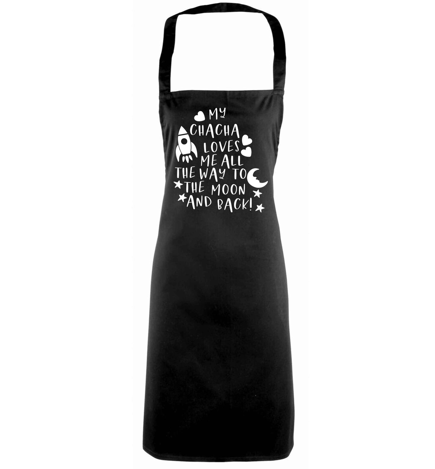 My chacha loves me all the way to the moon and back black apron