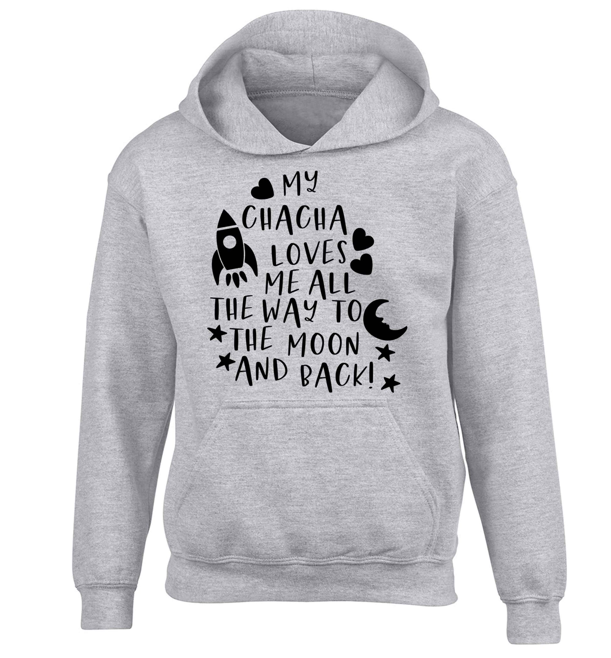 My chacha loves me all the way to the moon and back children's grey hoodie 12-13 Years