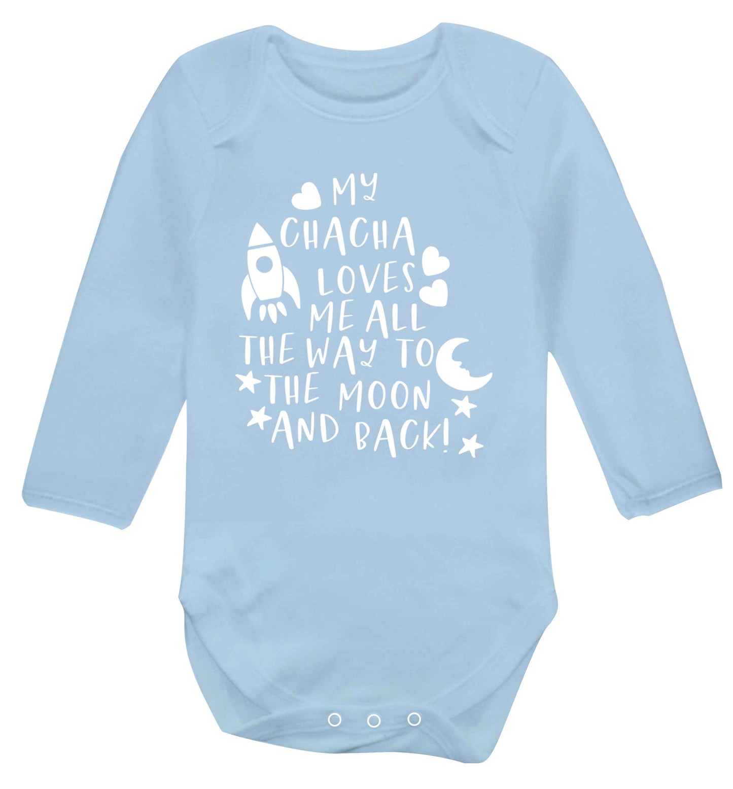 My chacha loves me all the way to the moon and back Baby Vest long sleeved pale blue 6-12 months