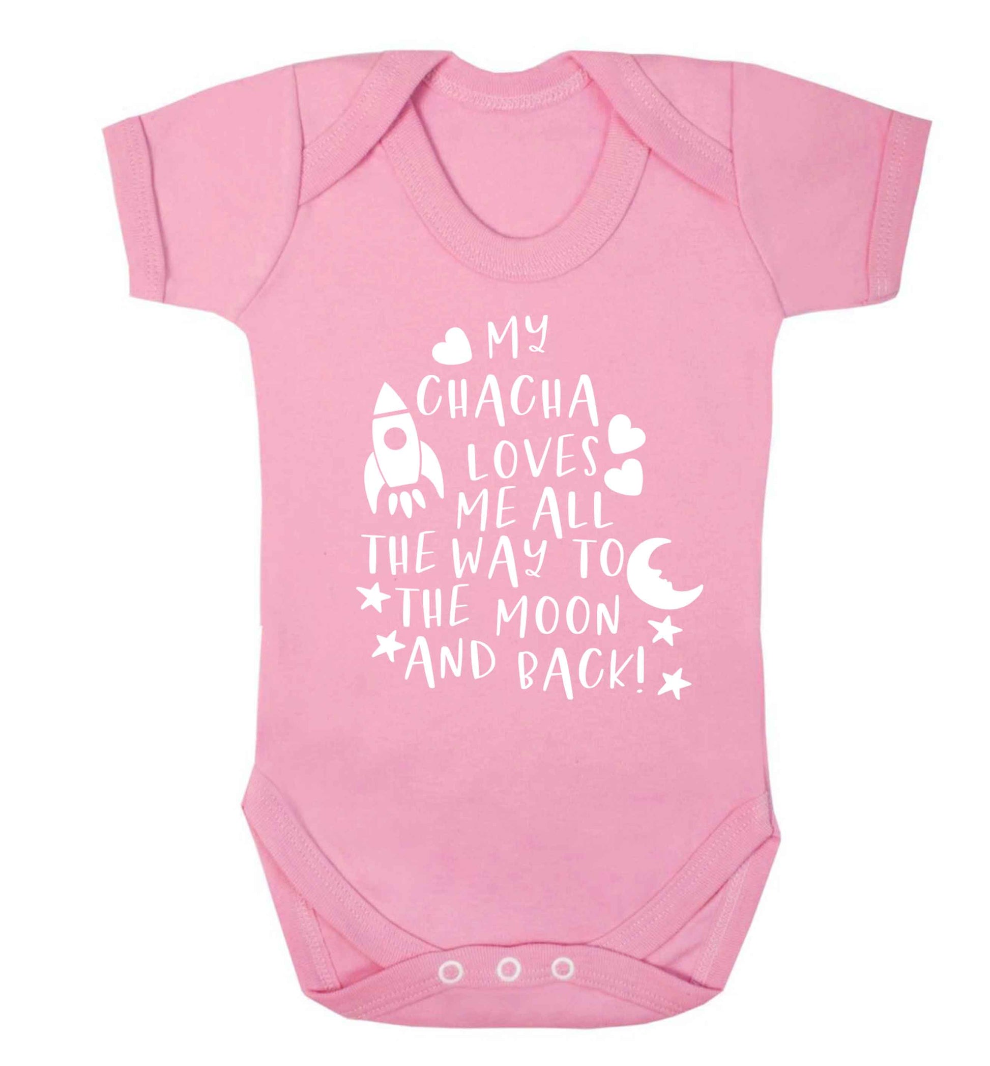 My chacha loves me all the way to the moon and back Baby Vest pale pink 18-24 months