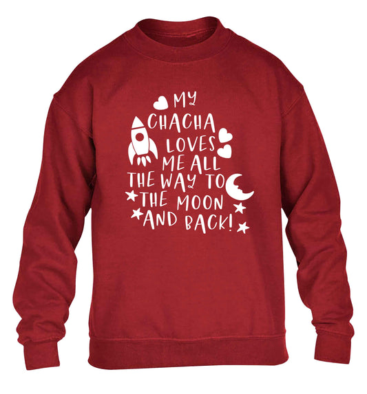 My chacha loves me all the way to the moon and back children's grey sweater 12-13 Years