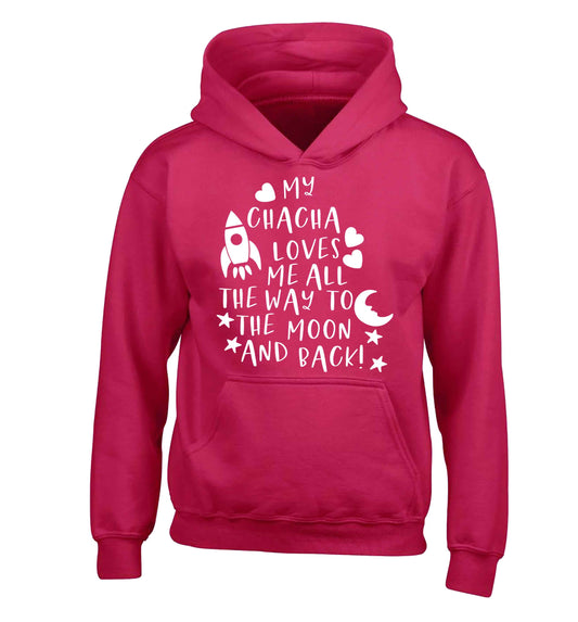 My chacha loves me all the way to the moon and back children's pink hoodie 12-13 Years