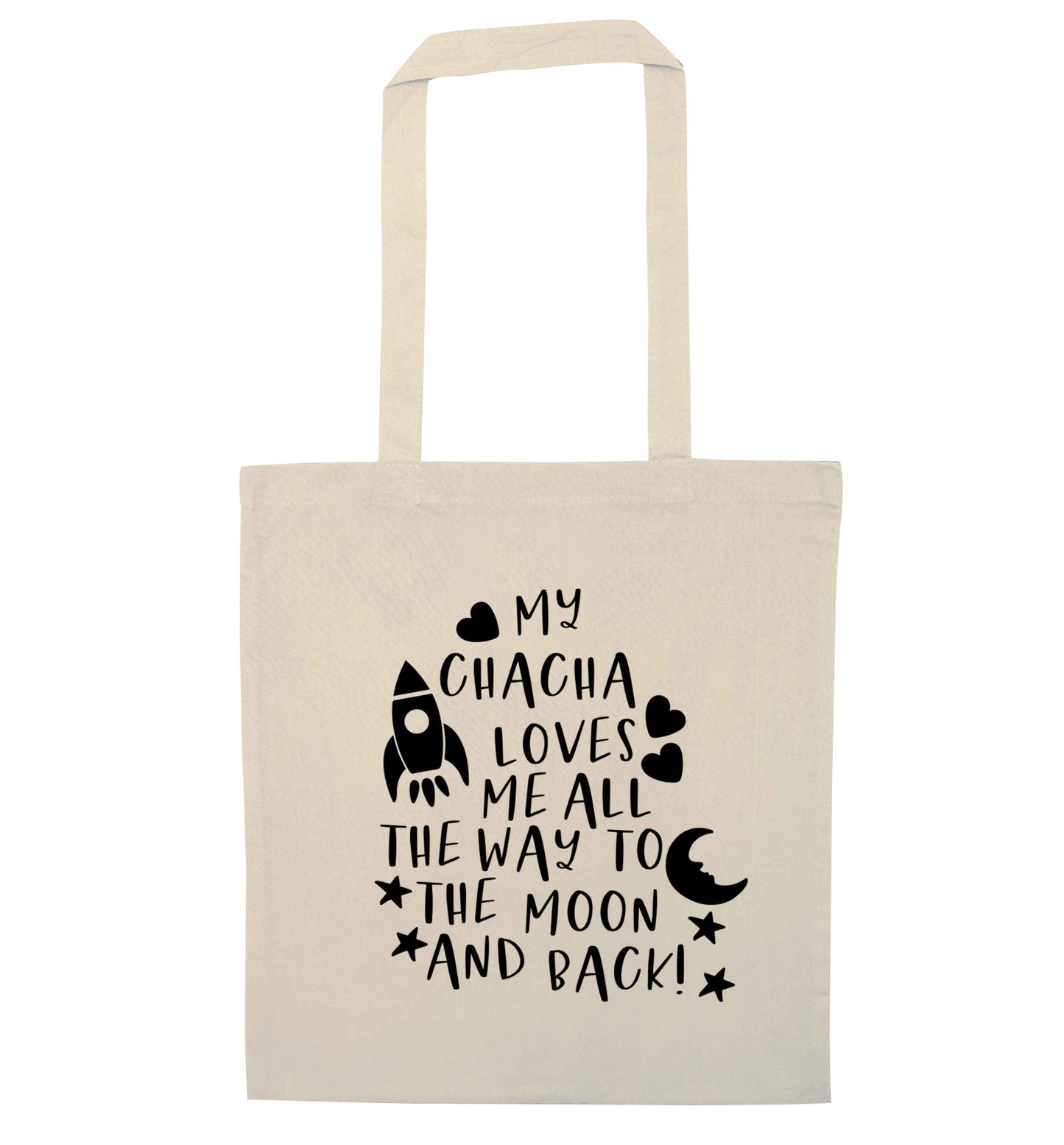 My chacha loves me all the way to the moon and back natural tote bag