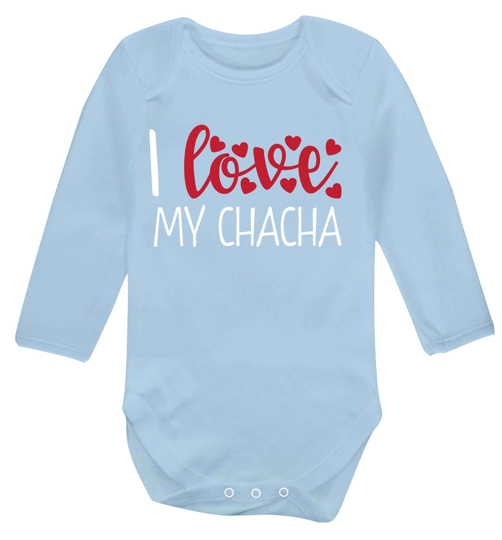 I love my chacha Baby Vest long sleeved pale blue 6-12 months