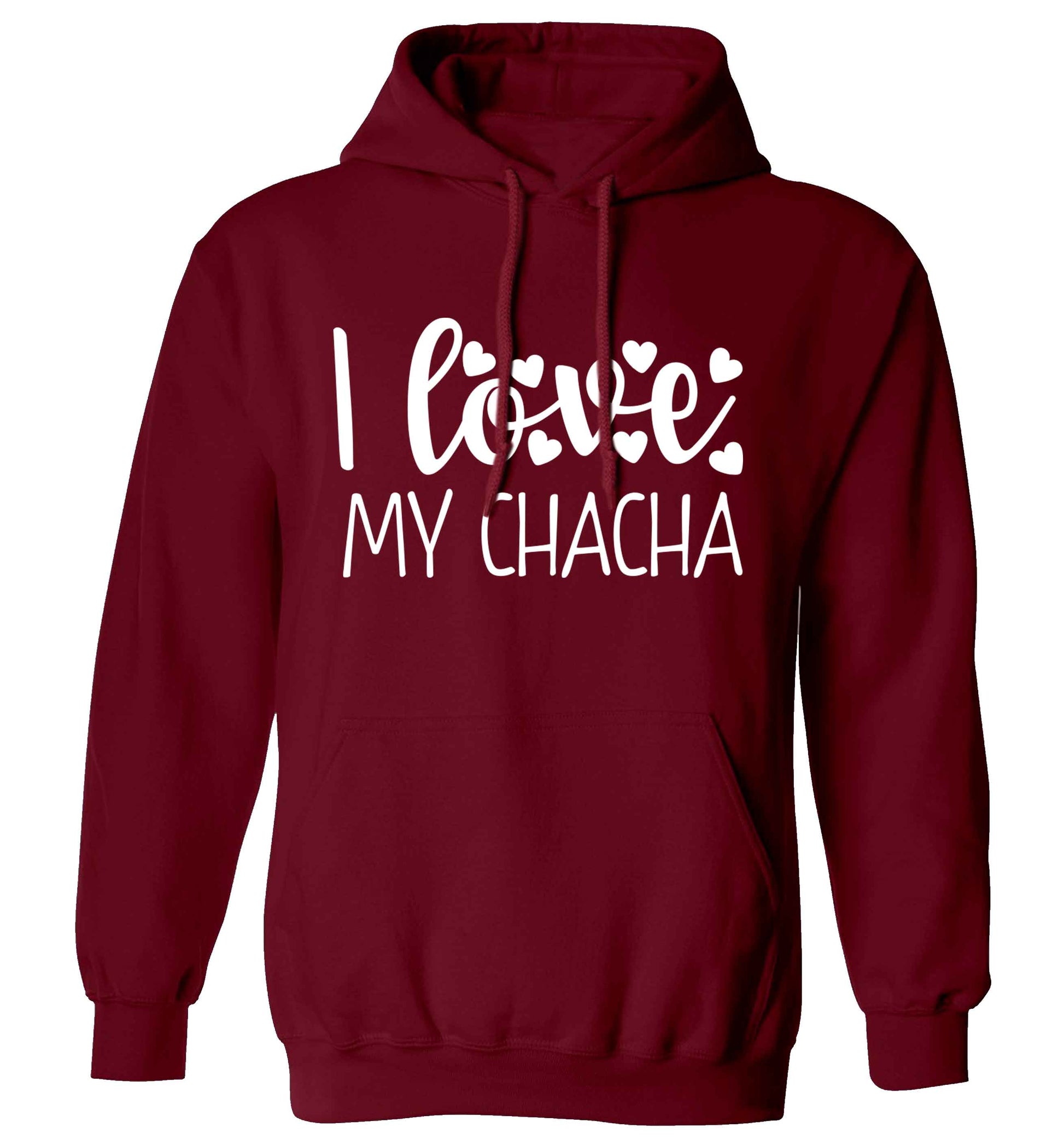 I love my chacha adults unisex maroon hoodie 2XL