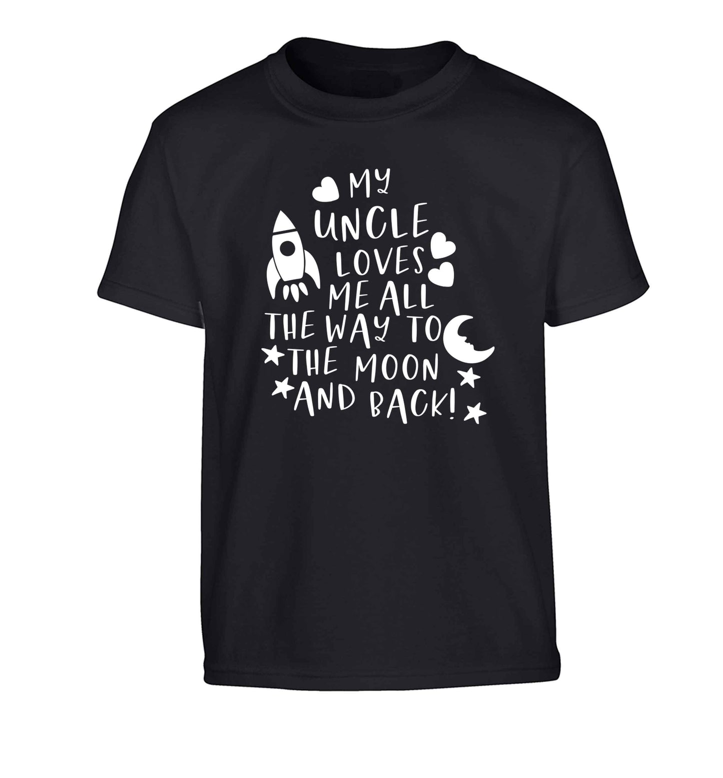 My uncle loves me all the way to the moon and back Children's black Tshirt 12-13 Years