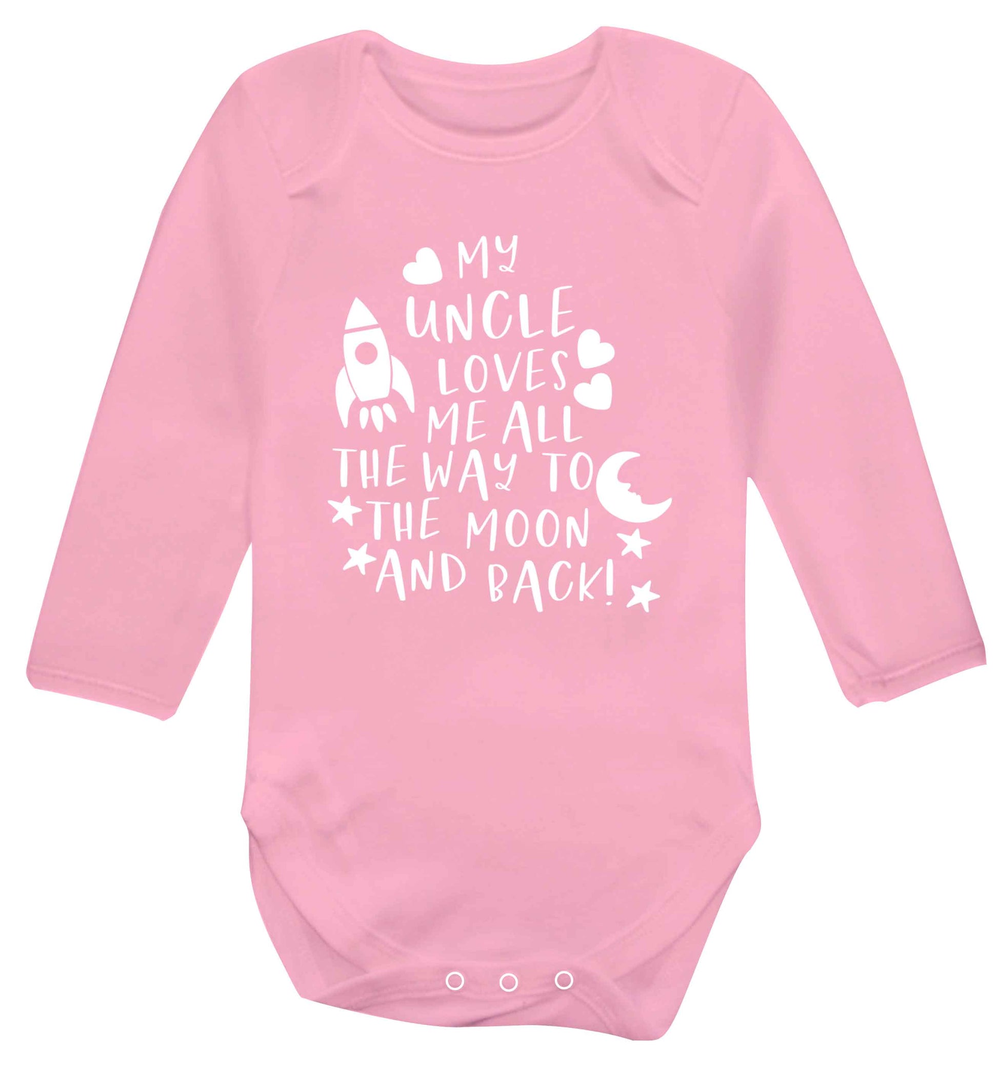 My uncle loves me all the way to the moon and back Baby Vest long sleeved pale pink 6-12 months