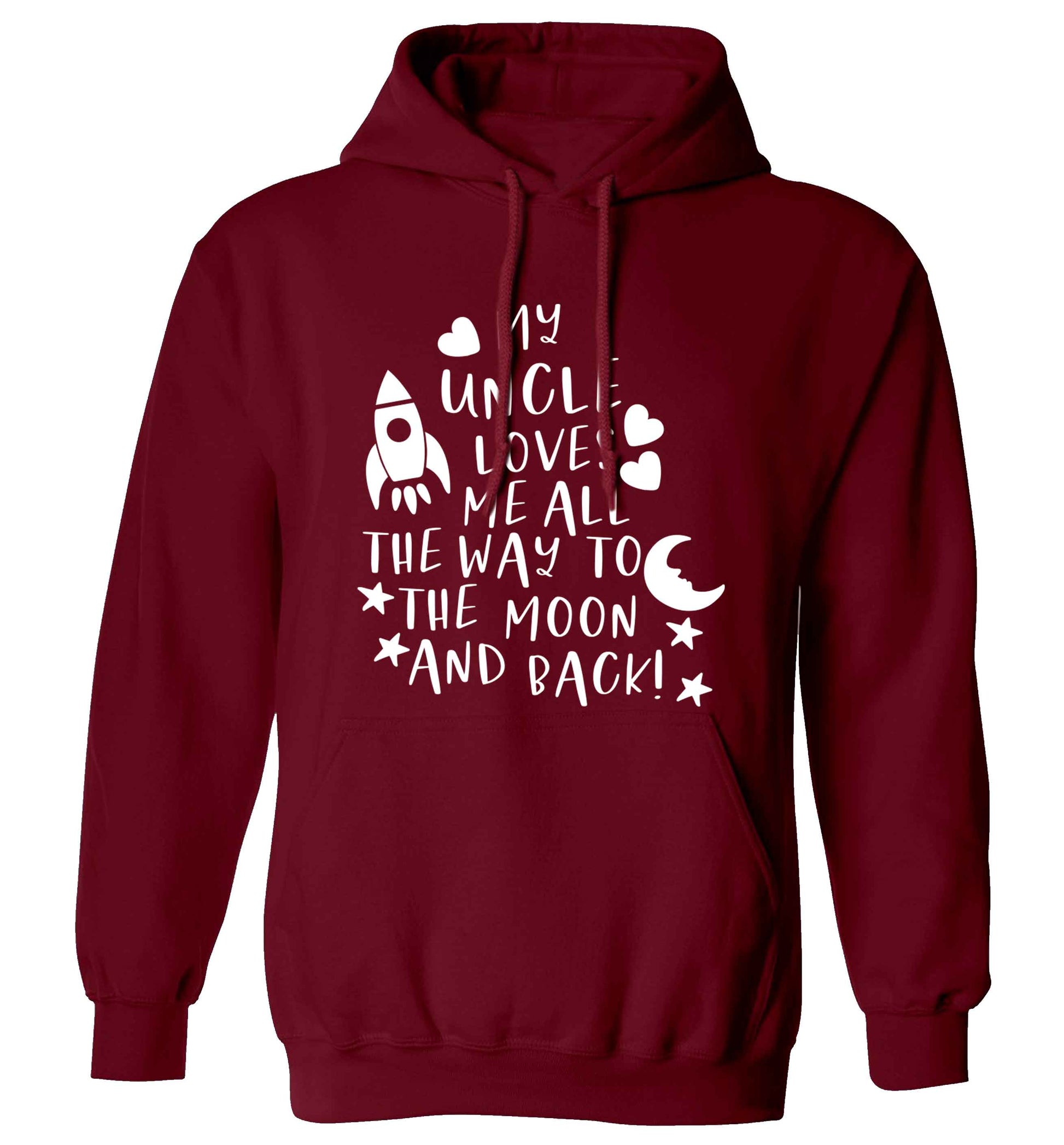 My uncle loves me all the way to the moon and back adults unisex maroon hoodie 2XL