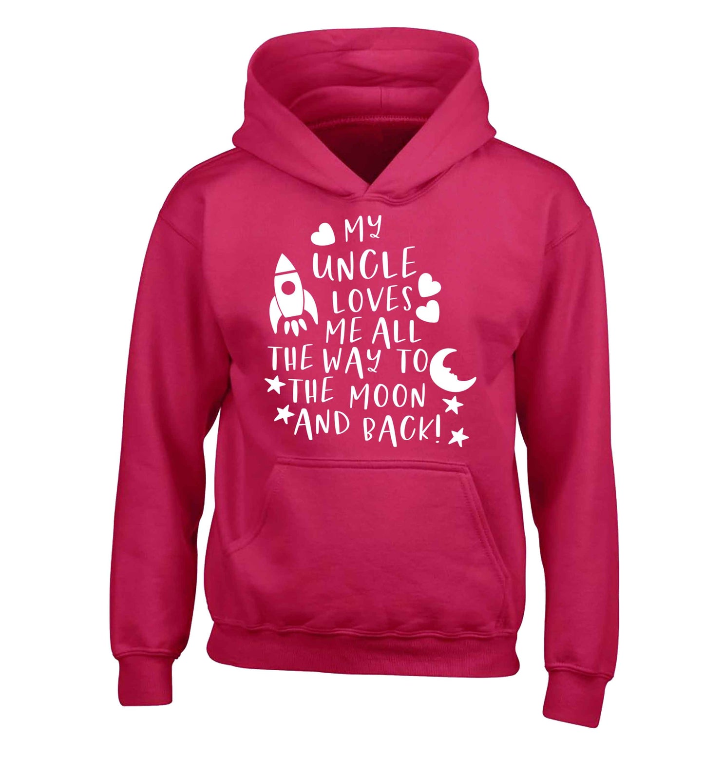 My uncle loves me all the way to the moon and back children's pink hoodie 12-13 Years