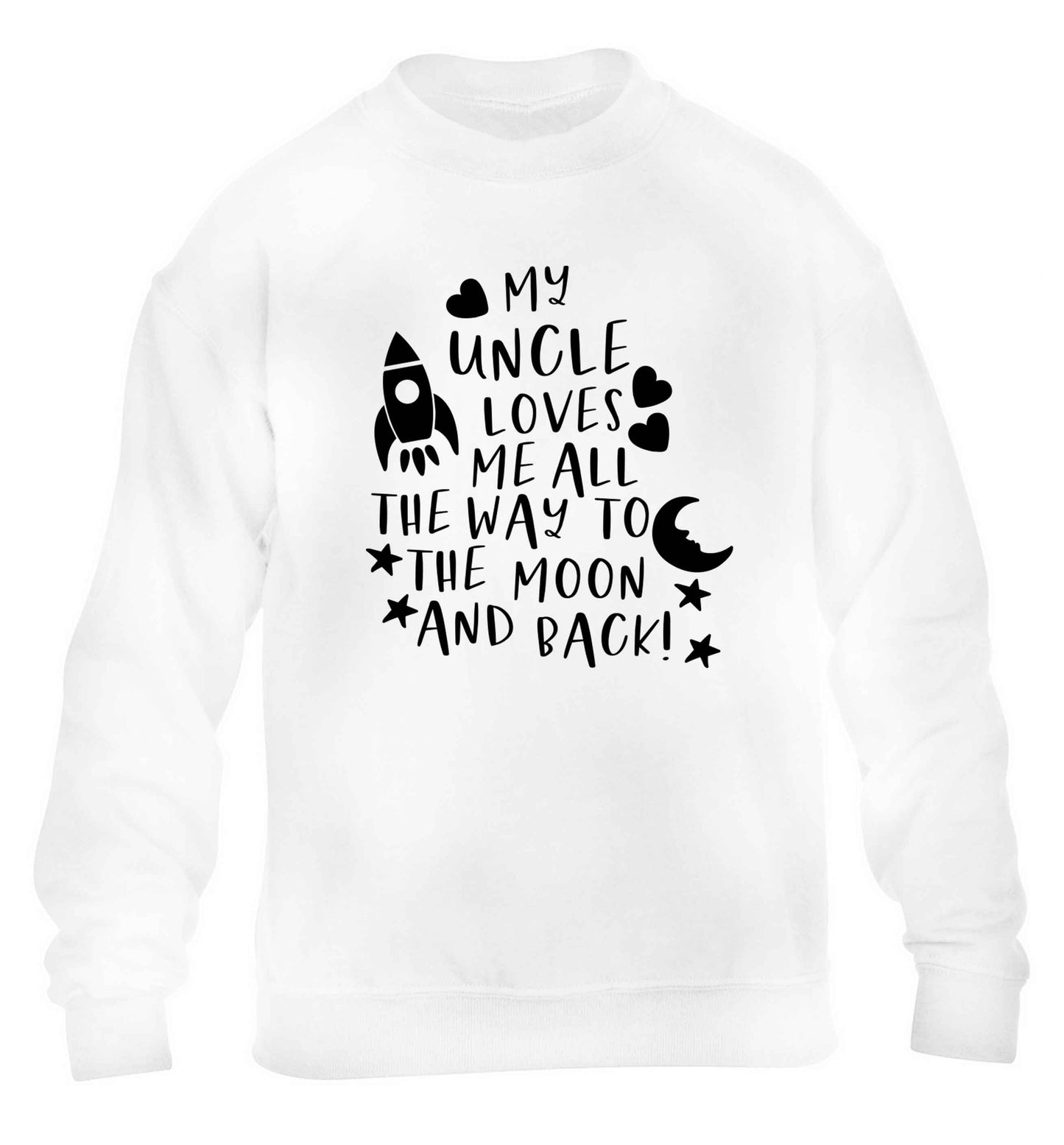 My uncle loves me all the way to the moon and back children's white sweater 12-13 Years