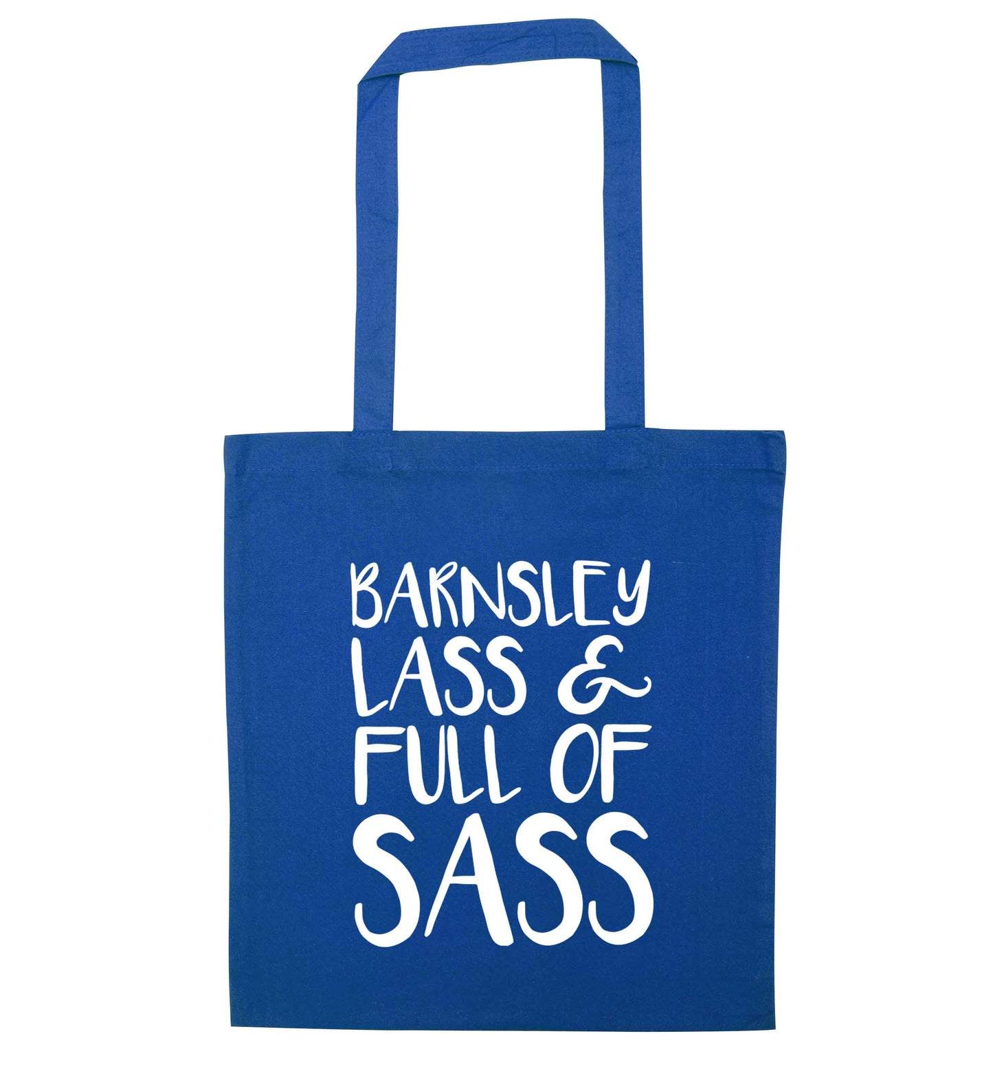 Barnsley lass and full of sass blue tote bag