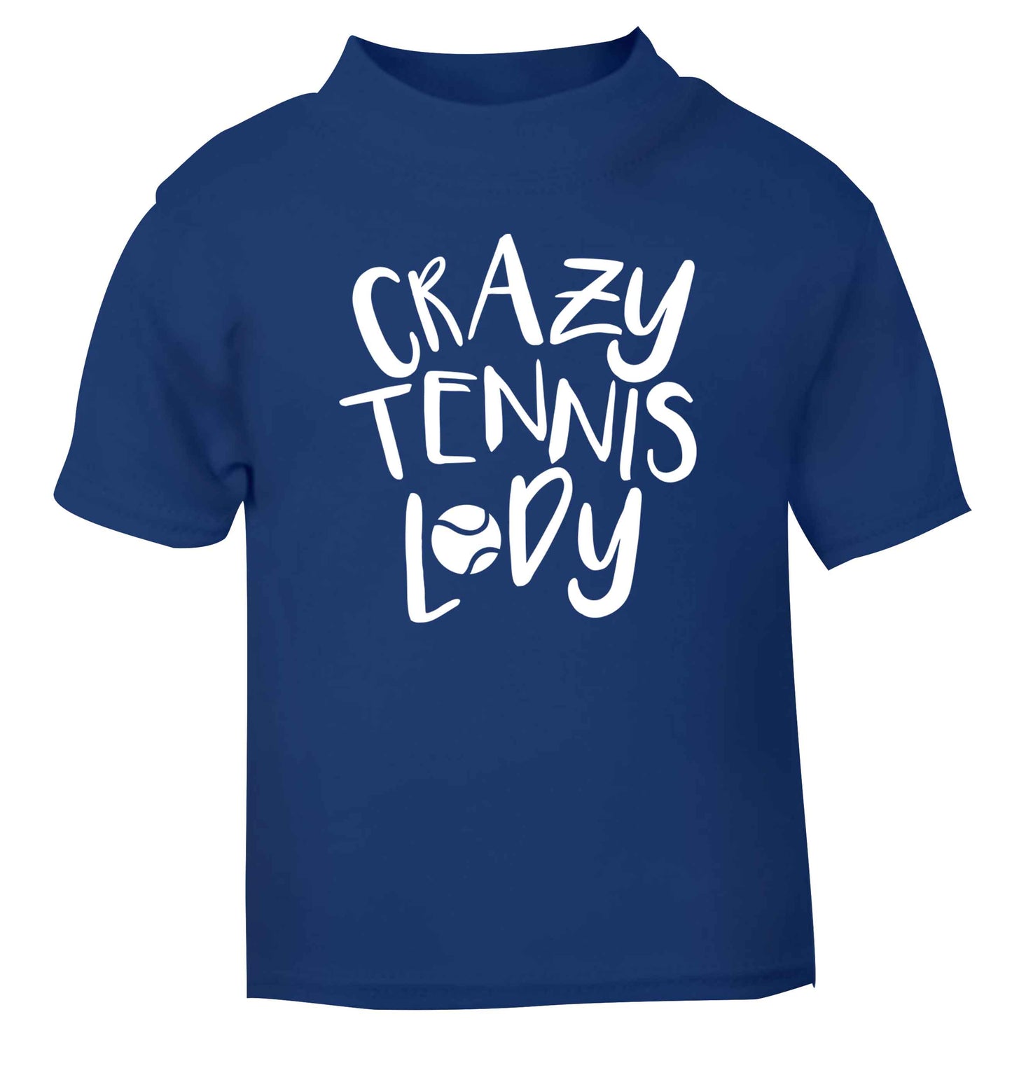 Crazy tennis lady blue Baby Toddler Tshirt 2 Years